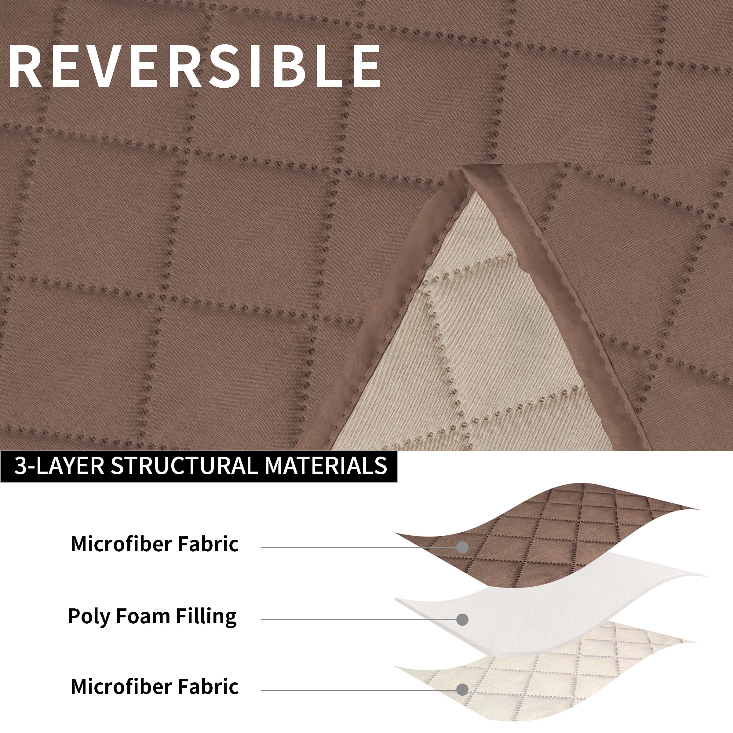 Easy-Going Recliner Sofa Cover with Console - Reversible 3-Seater Couch Slipcover for Living Room - Split Design with Elastic Straps for Kids, Dogs & Pets (Brown/Beige) - Perfect for Family Gatherings, Pet Protection & Home Decor