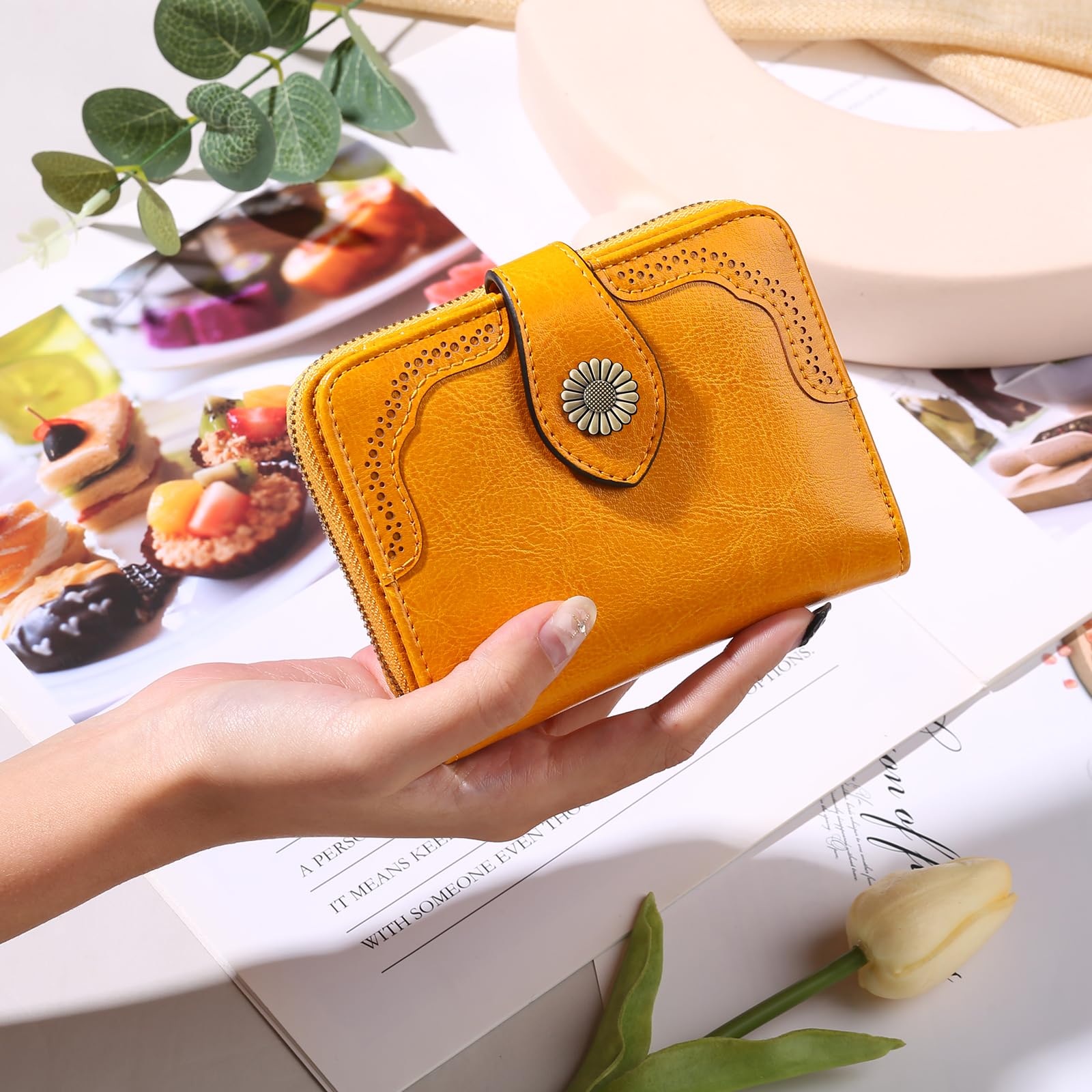 SENDEFN Genuine Leather RFID Blocking Wallets for Women - Slim Small Purse with Multiple Card Slots & Zipper Compartment | Perfect for Everyday Use, Travel, and Gift Giving