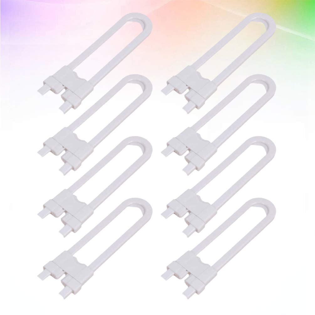 NUOBESTY 8-Pack U-Shaped Sliding Safety Locks for Cabinets & Doors - Childproof Bathroom & Kitchen Storage Locks, Baby Proofing Cabinet Latches (White) - Perfect for Child Safety in Homes, Daycares & Nurseries