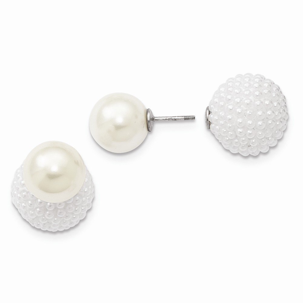 925 Sterling Silver Imitation Shell Pearl Earrings - 11-12mm & 15-16mm White Pearl Studs for Women, Elegant Gift for Birthday, Anniversary & Wedding Jewelry
