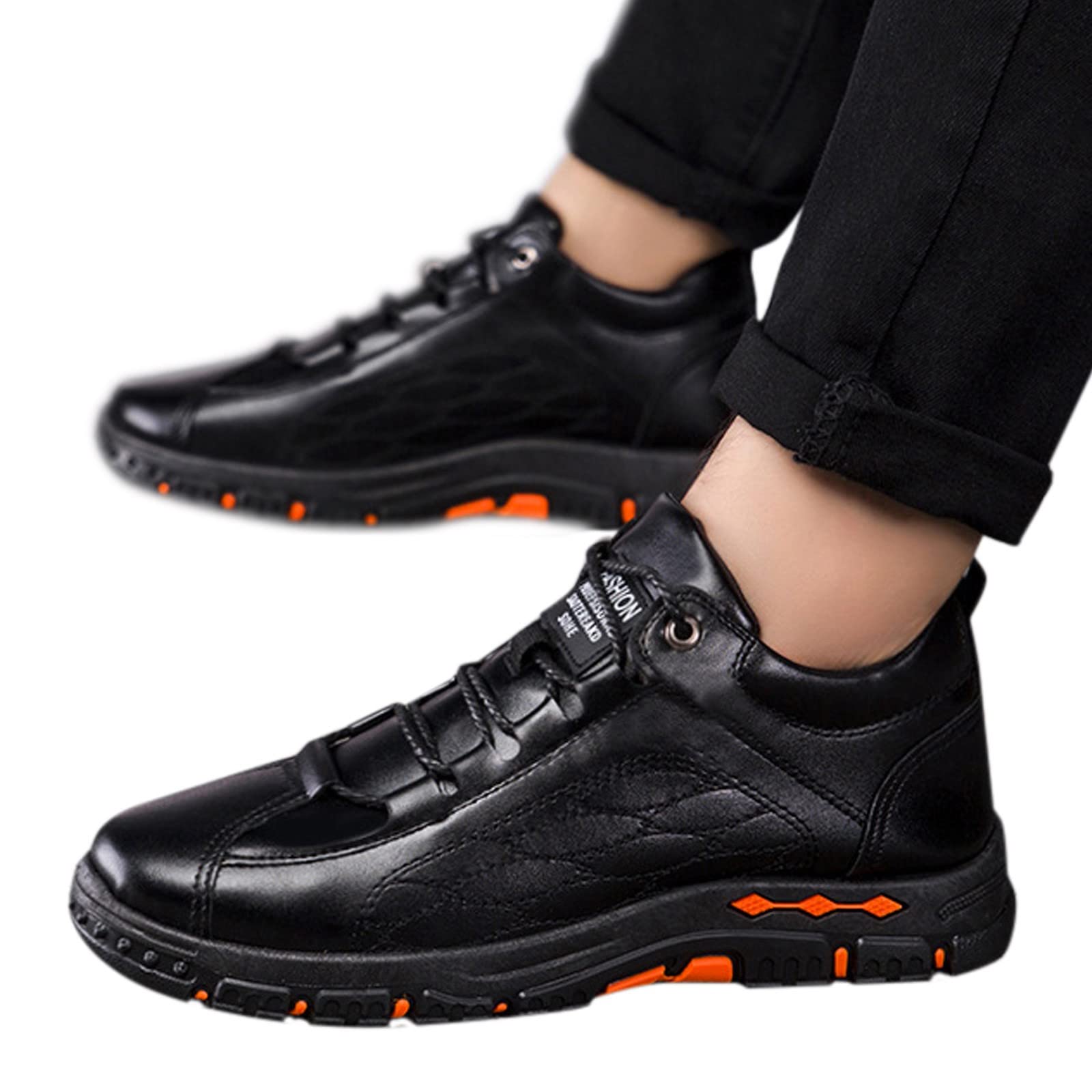**Men's Leather Hiking Shoes - Non-Slip Lace-Up Trekking & Outdoor Shoes for Mountain, Camping, Trail Running & Biking - Durable Ankle Support for Adventure & Daily Use**