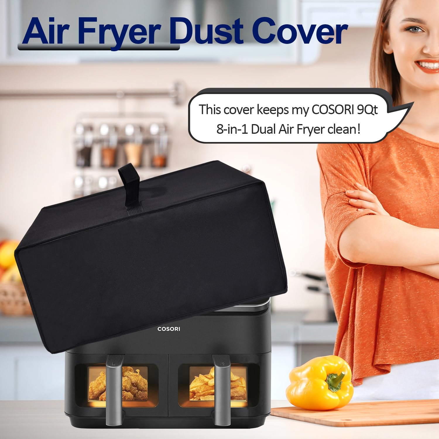 Heavy Duty Waterproof Air Fryer Cover - Thickened Dust-Proof & Heat-Resistant Oven Lid for COSORI 9Qt 8-in-1 Dual Air Fryer (18.5