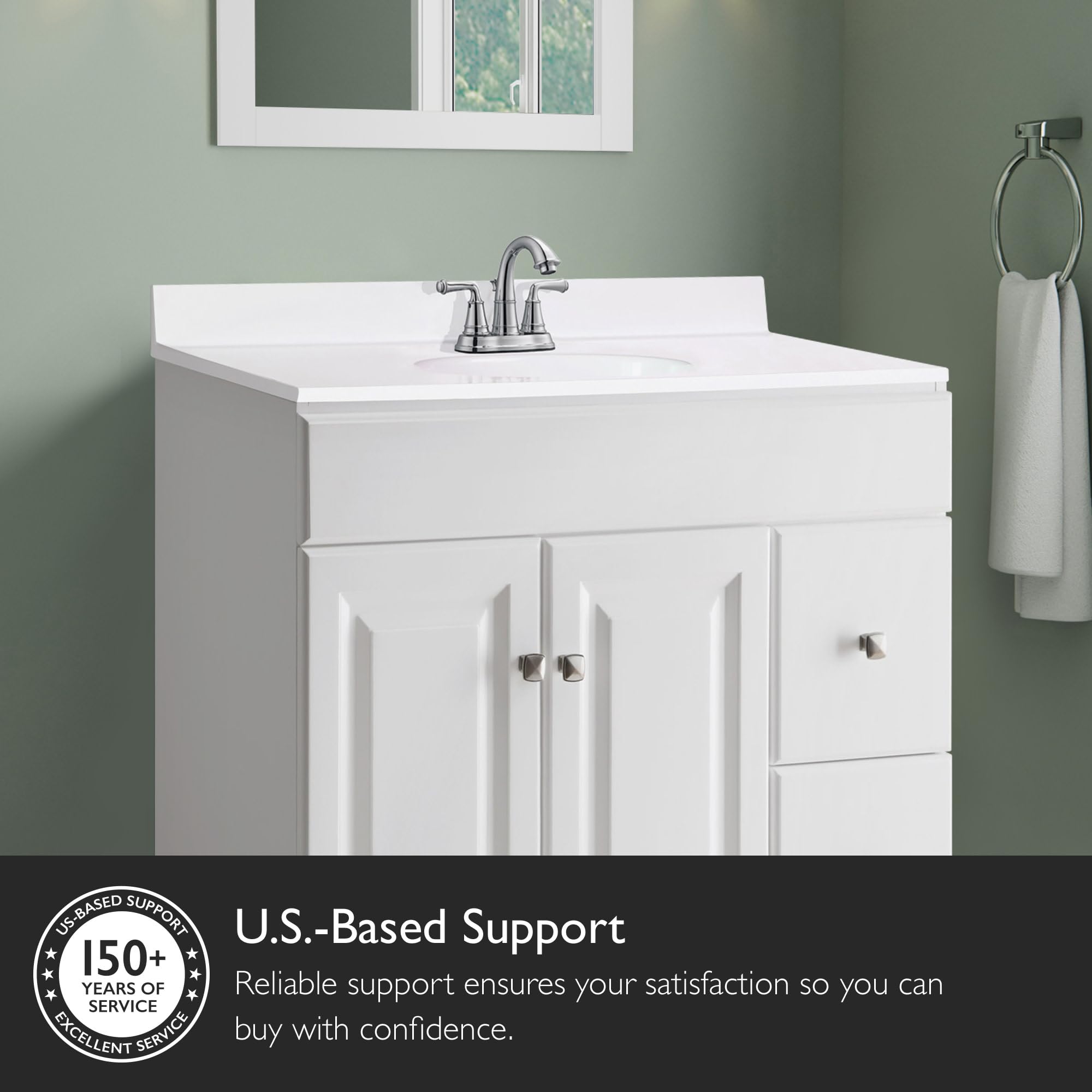 Design House 586198 Cultured Marble Bathroom Vanity Top 31x19 Inch, Solid White - Perfect for Modern Bathroom Renovations & Home Upgrades
