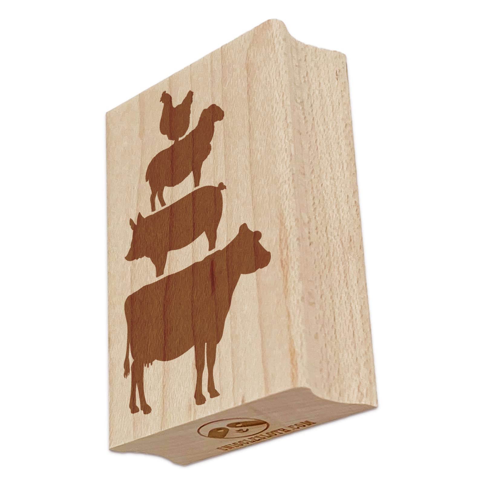 Farm Animal Stacked Rubber Stamp Set - Chicken, Sheep, Pig, Cow - 2.5 Inch Large Rectangle Stamp for DIY Scrapbooking, Card Making & Craft Projects | Perfect for Kids' Art Activities & Handmade Gift Decorations