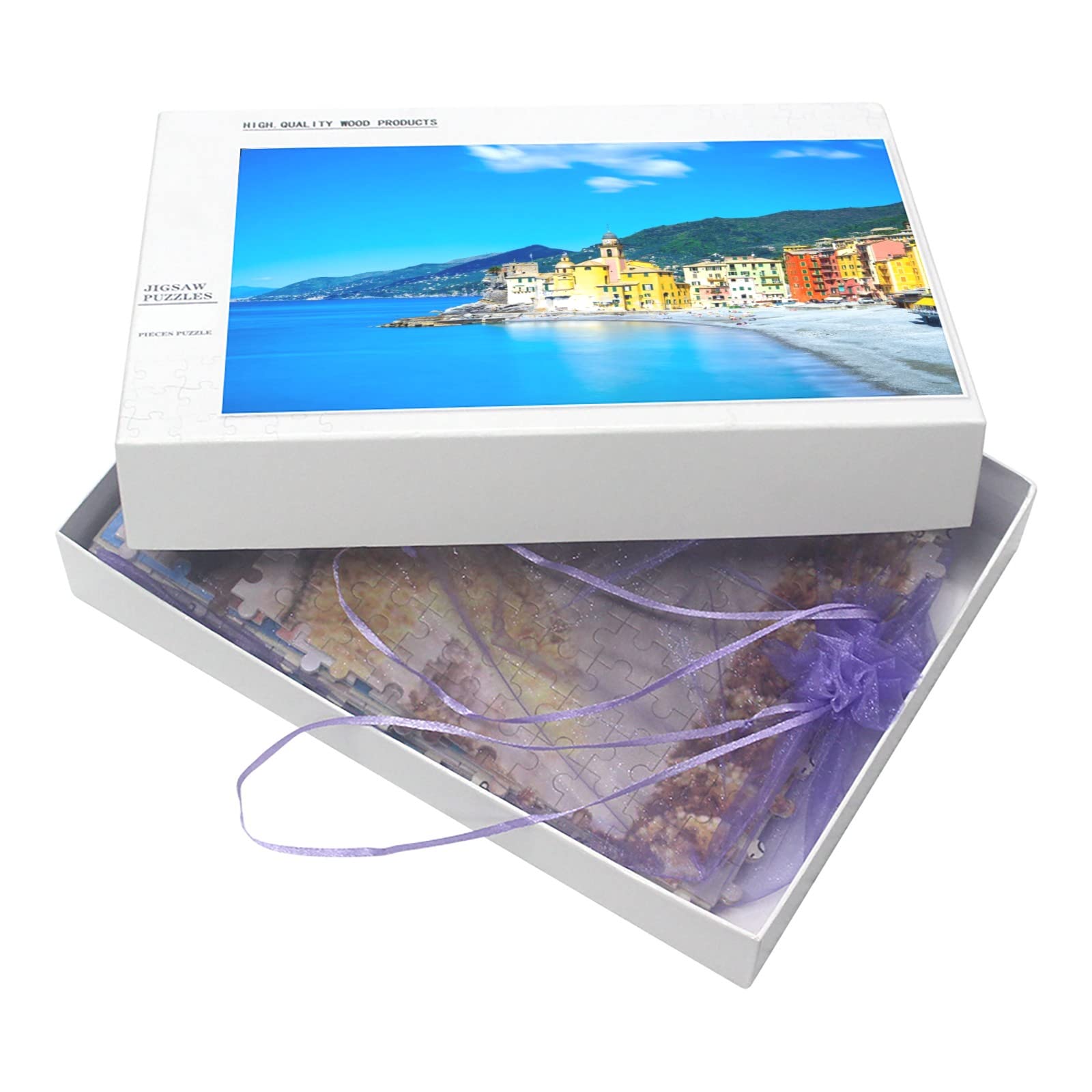 1000 Piece Jigsaw Puzzle for Adults - Scenic Camogli Italy Coastal Church & Cathedral Travel Landscape (50x70cm) - Perfect for Family Game Night, Stress Relief & Home Decor
