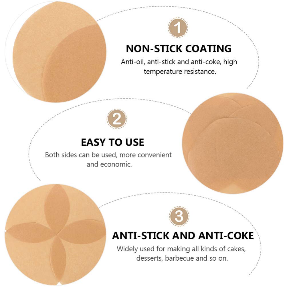 Hemoton 200-Pack Non-Stick Round Parchment Paper Liners for BBQ, Cheesecake, Steaming & Baking - Perfect for Air Fryer, Oven, and Griddle Cooking