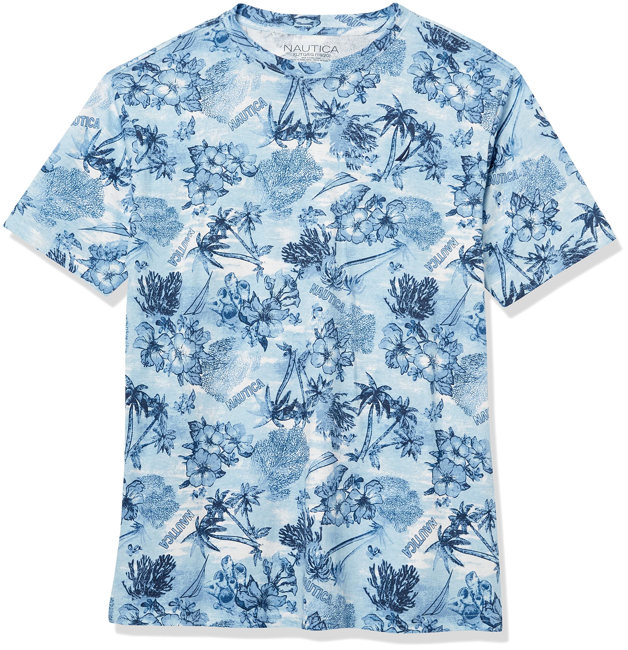 Nautica Boys' Short Sleeve Graphic Crew Neck T-Shirt | Classic Cotton Tee for Kids | Casual Summer Outfit & Playtime Essential