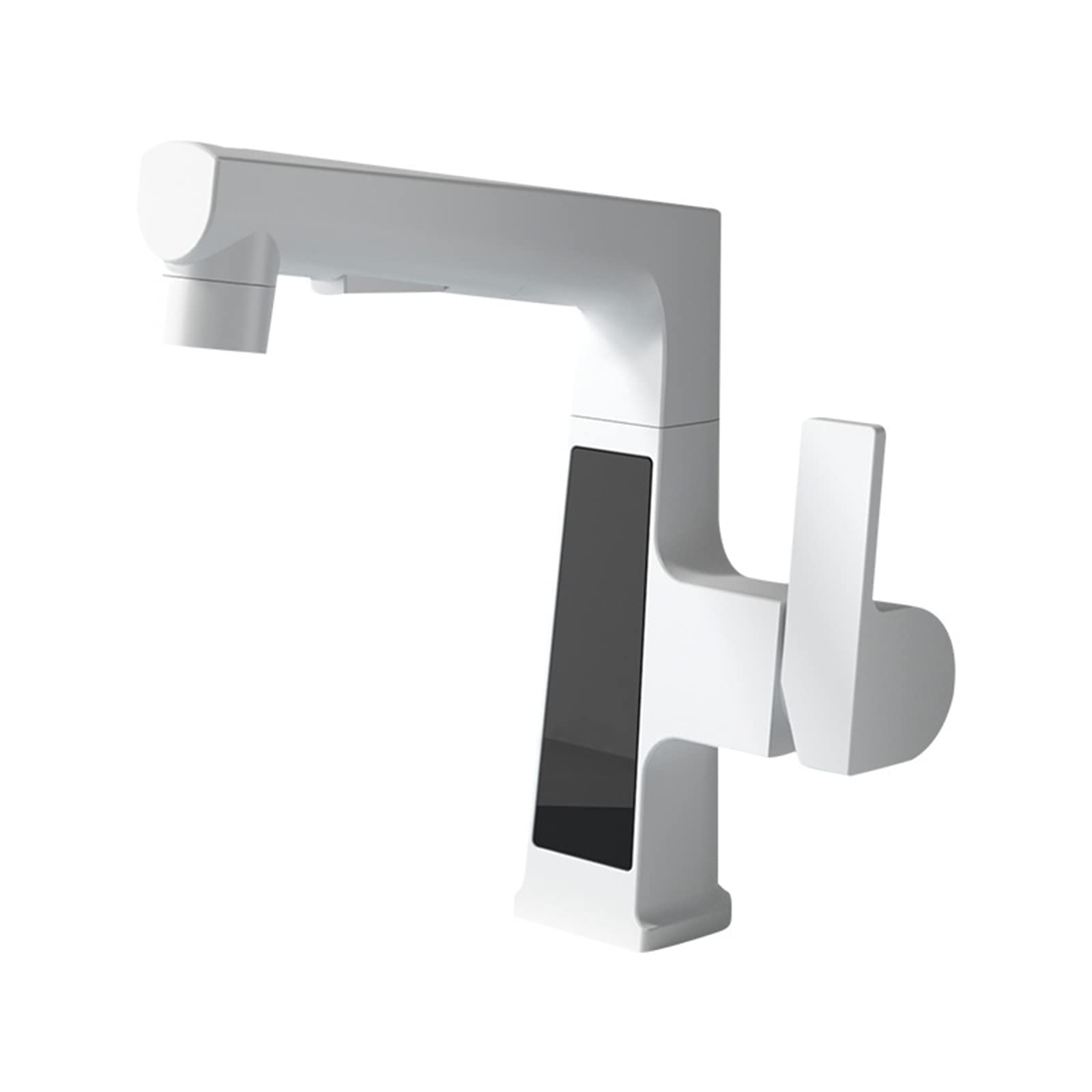 TBFL LED Digital Display Bathroom Faucet - 360° Swivel with Sprayer, Single Handle Vessel Sink Mixer Tap, Deck Mount Brass Lavatory Faucet in White - Perfect for Modern Bathrooms, Vanities & Spa-Style Sinks