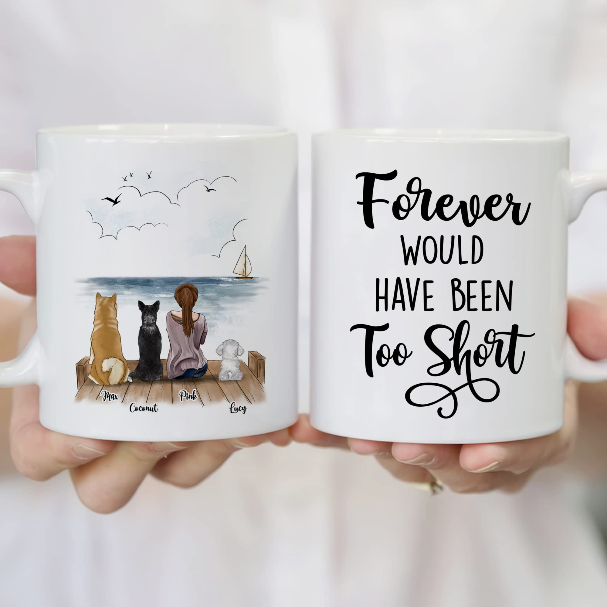 Custom Personalized Dog Mug - Unique Gift for Dog Moms & Pet Lovers, Engraved Coffee Cup with 3 Dogs Design - Perfect for Coffee, Tea, Gifts & Pet Memorials