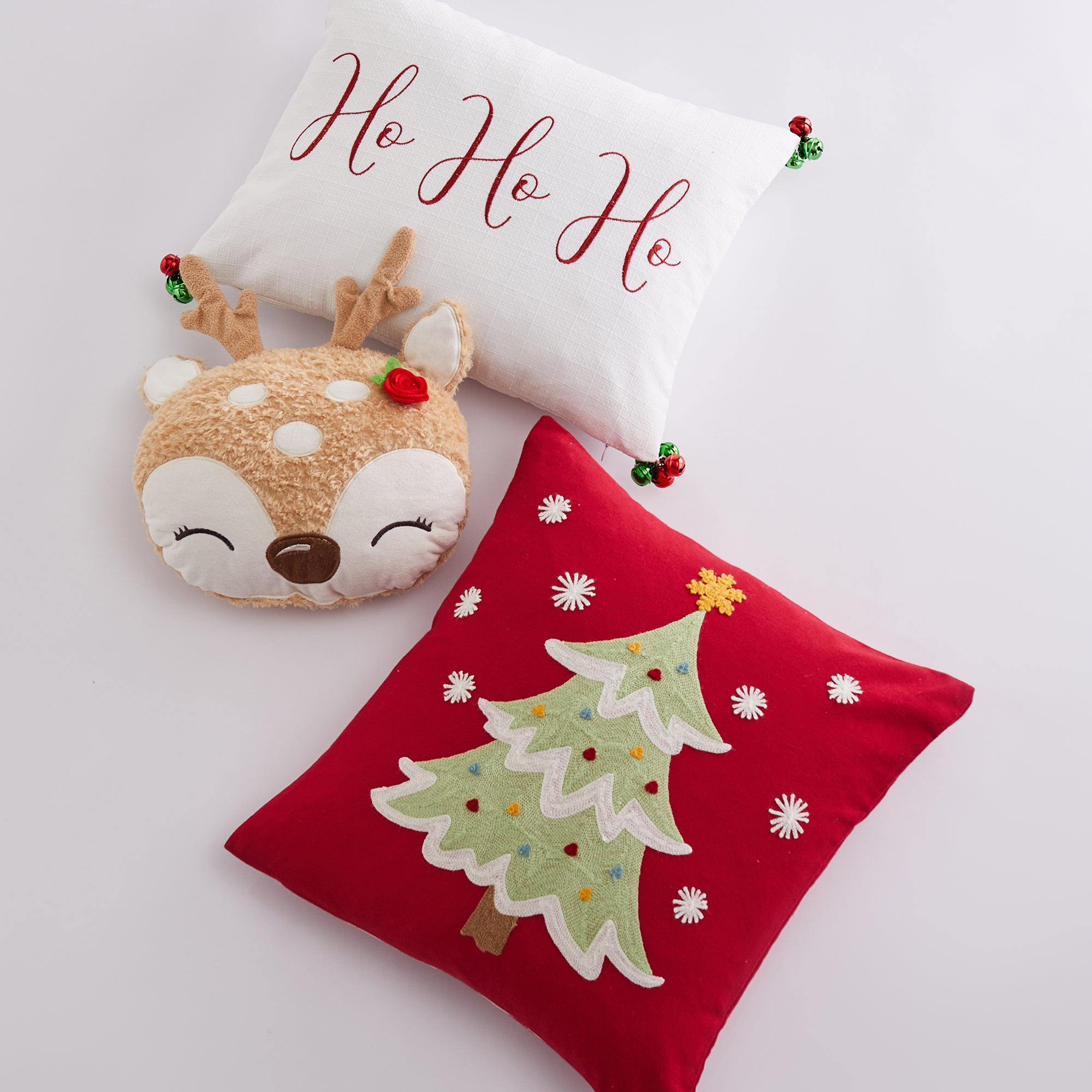 Merry & Bright Comet & Cupid Figural Deer Pillow - Festive Holiday Home Decor for Christmas Sofa, Bed & Couch