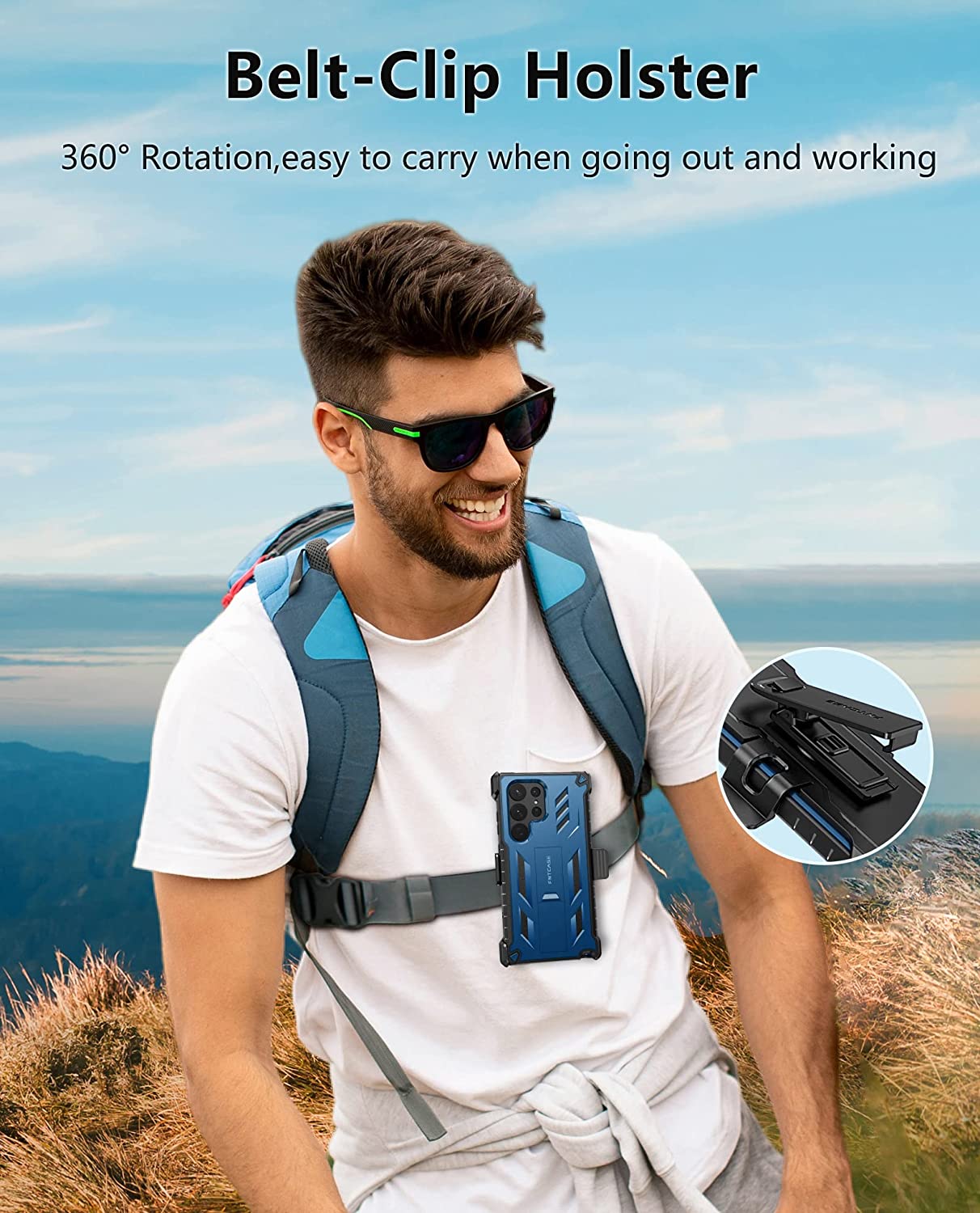 Samsung Galaxy S23 Ultra Case with Belt Clip - Heavy Duty Dual Layer Rugged Protection, Built-in Kickstand for Hands-Free Viewing - Perfect for Outdoor, Work & Travel