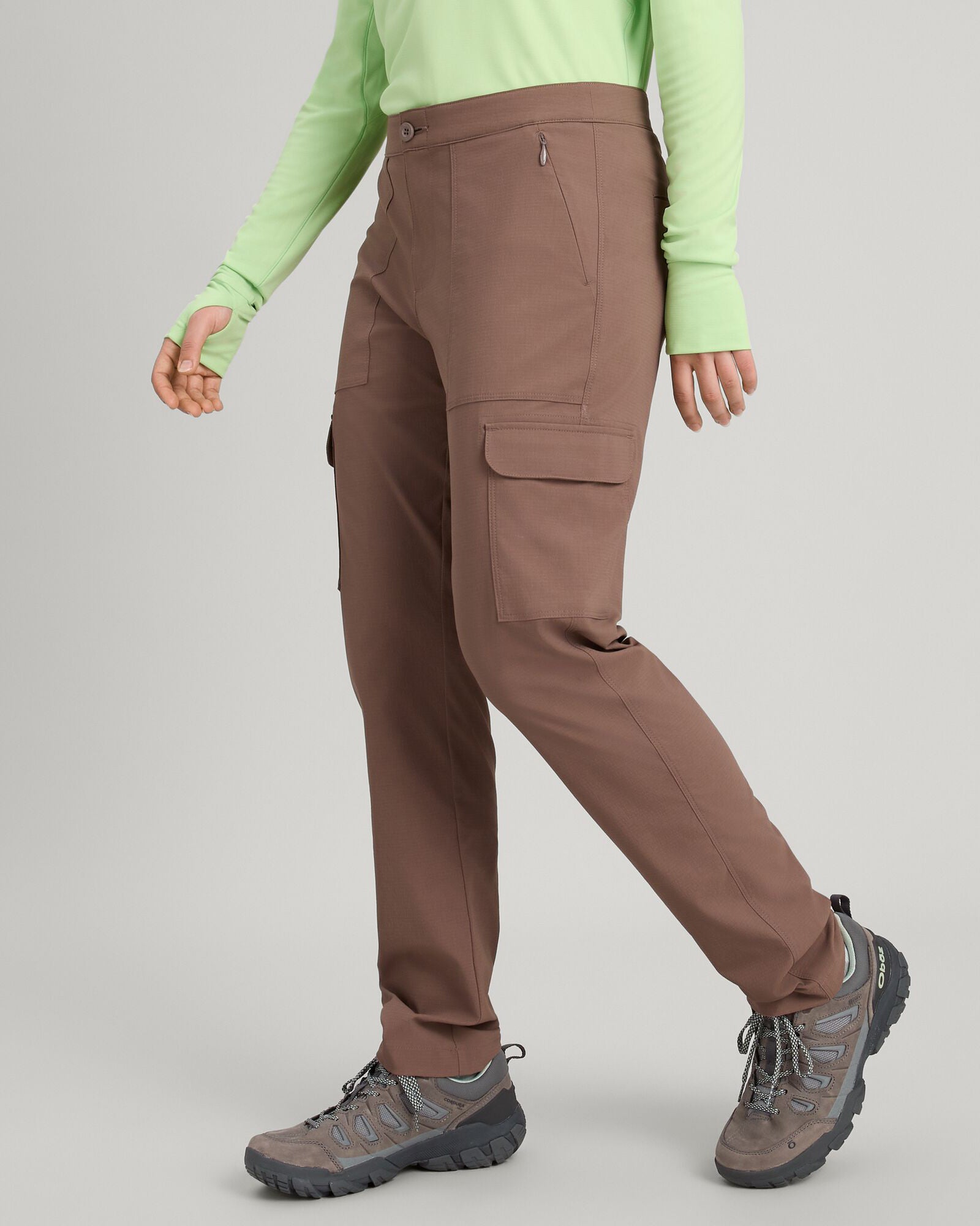 Women's Miro Pants - High Waisted Stretch Tapered Ankle Pants in Taupe for Work, Office & Casual Wear
