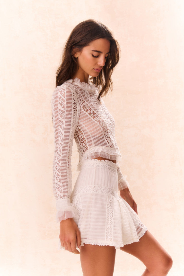 Etheline Elegant Crochet Lace Long Sleeve Blouse for Women - Perfect for Spring Outfits, Date Nights & Boho Fashion