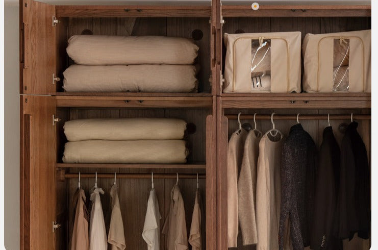Solid Oak Wood Modern Wardrobe - Stylish & Durable Closet for Bedroom, Walk-In Closet, or Guest Room Storage
