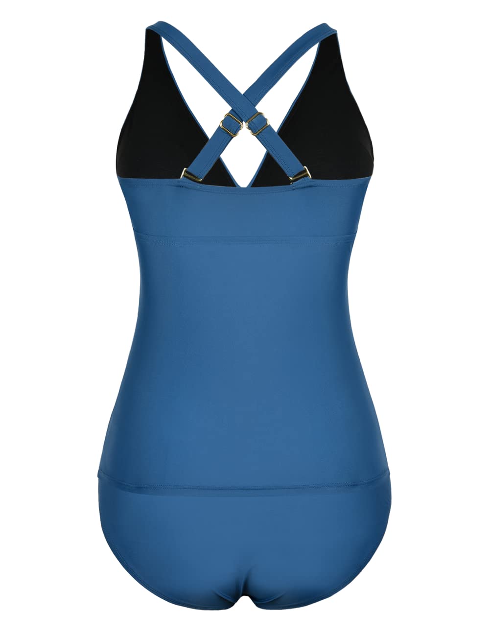 Hilor Women's Tankini Swimsuits - Front Twist V-Neck Tummy Control Two Piece Bathing Suit with Shirred Design | Perfect for Beach Vacations, Pool Parties & Summer Getaways