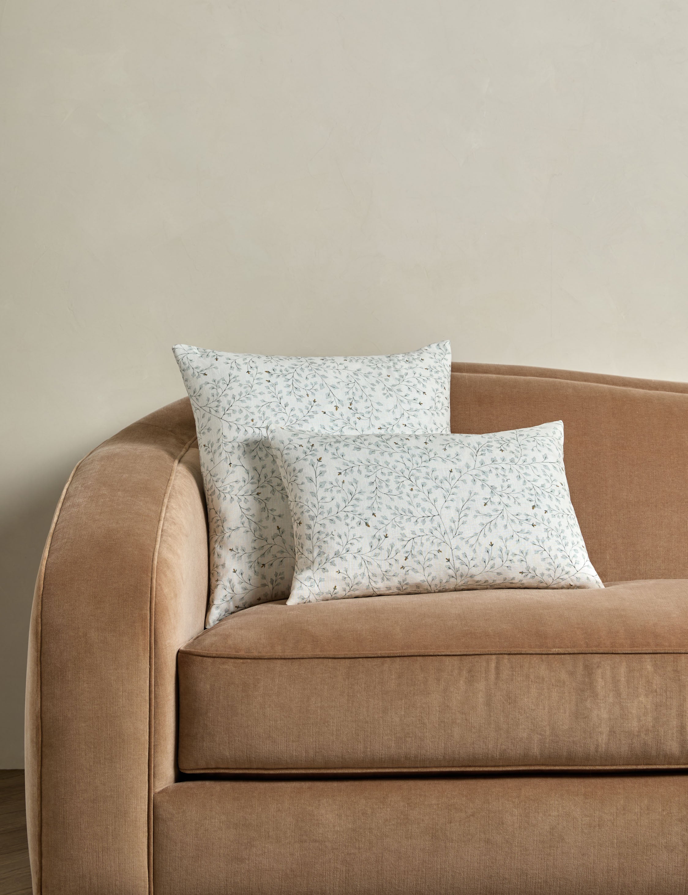 Rylee + Cru Dainty Leaves Linen Pillow - Soft & Breathable Decorative Throw Pillow for Bedroom, Living Room, Nursery