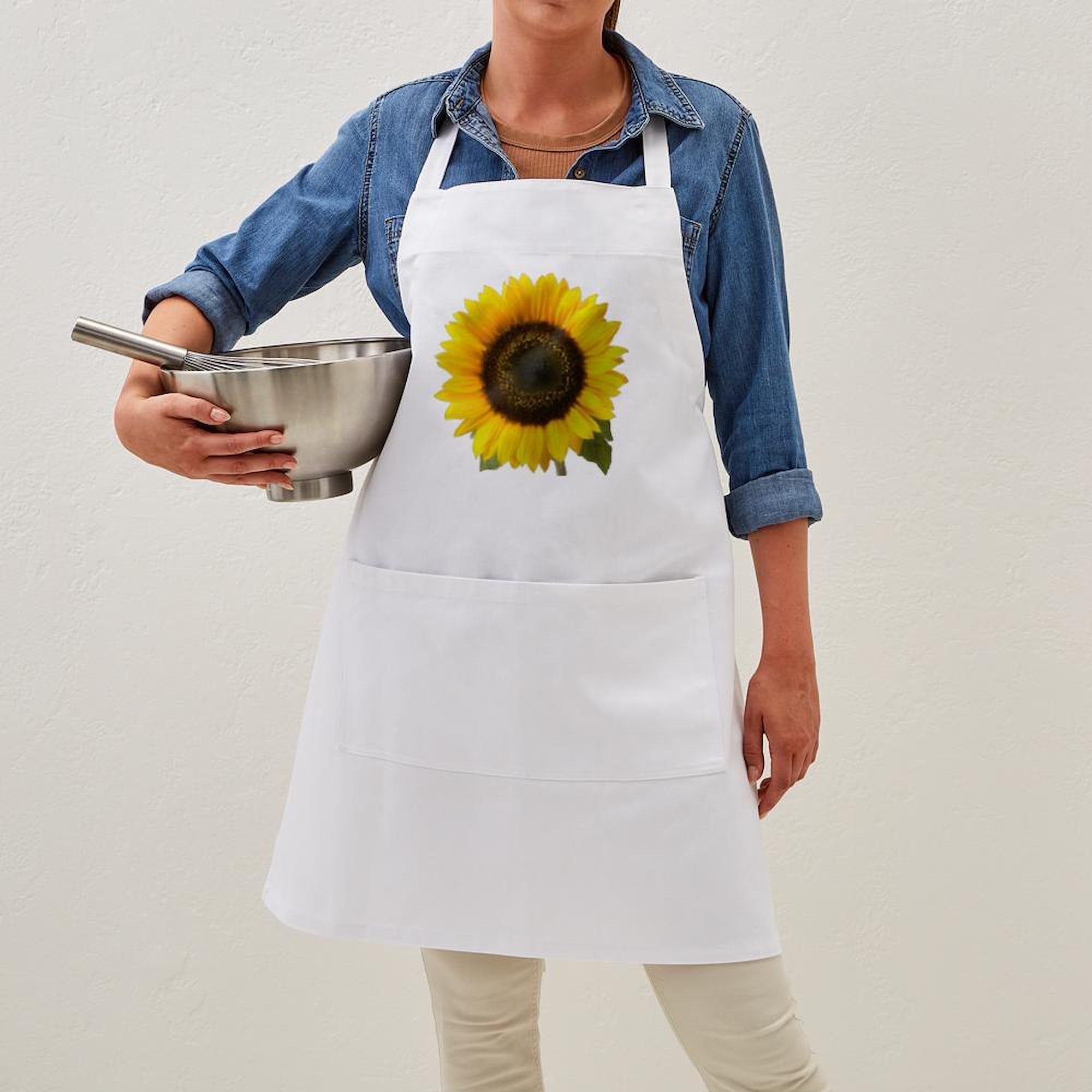 Sunflower Kitchen Apron with Pockets - Adjustable Grilling & Baking Apron for Women & Men - Perfect for Cooking, BBQ, Baking & Outdoor Picnics