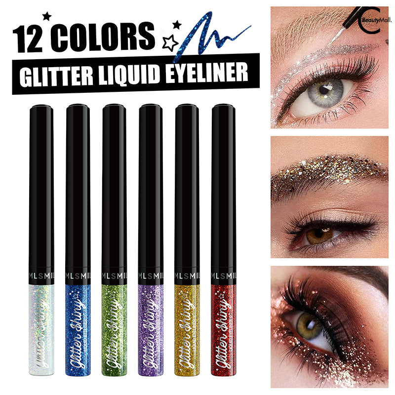MLSMILE Waterproof & Long Lasting Glitter Liquid Eyeliner - Smudge Proof, Vibrant Colors for Party, Halloween, Cosplay & Everyday Makeup