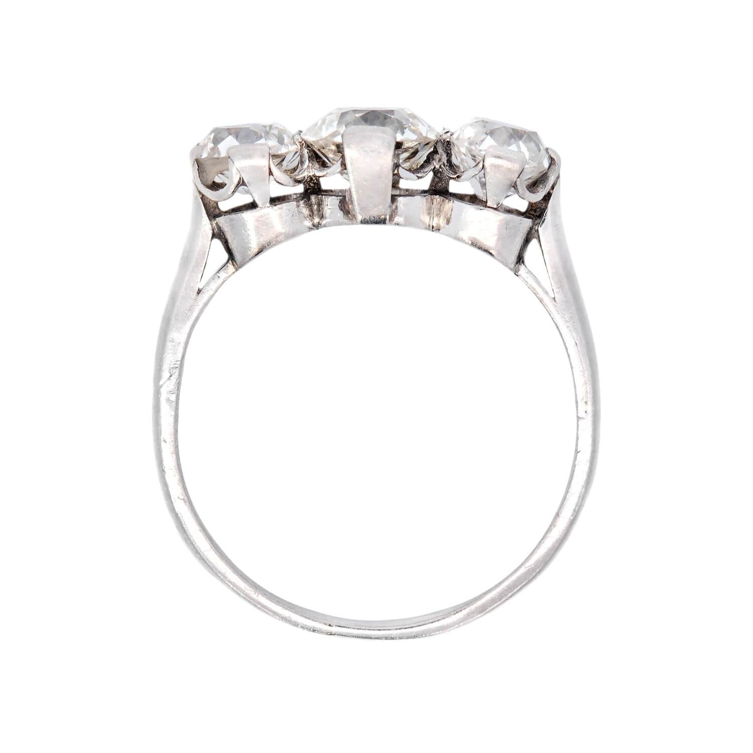 Vintage Edwardian Platinum Diamond Three Stone Engagement Ring - Perfect for Weddings, Anniversaries & Special Occasions