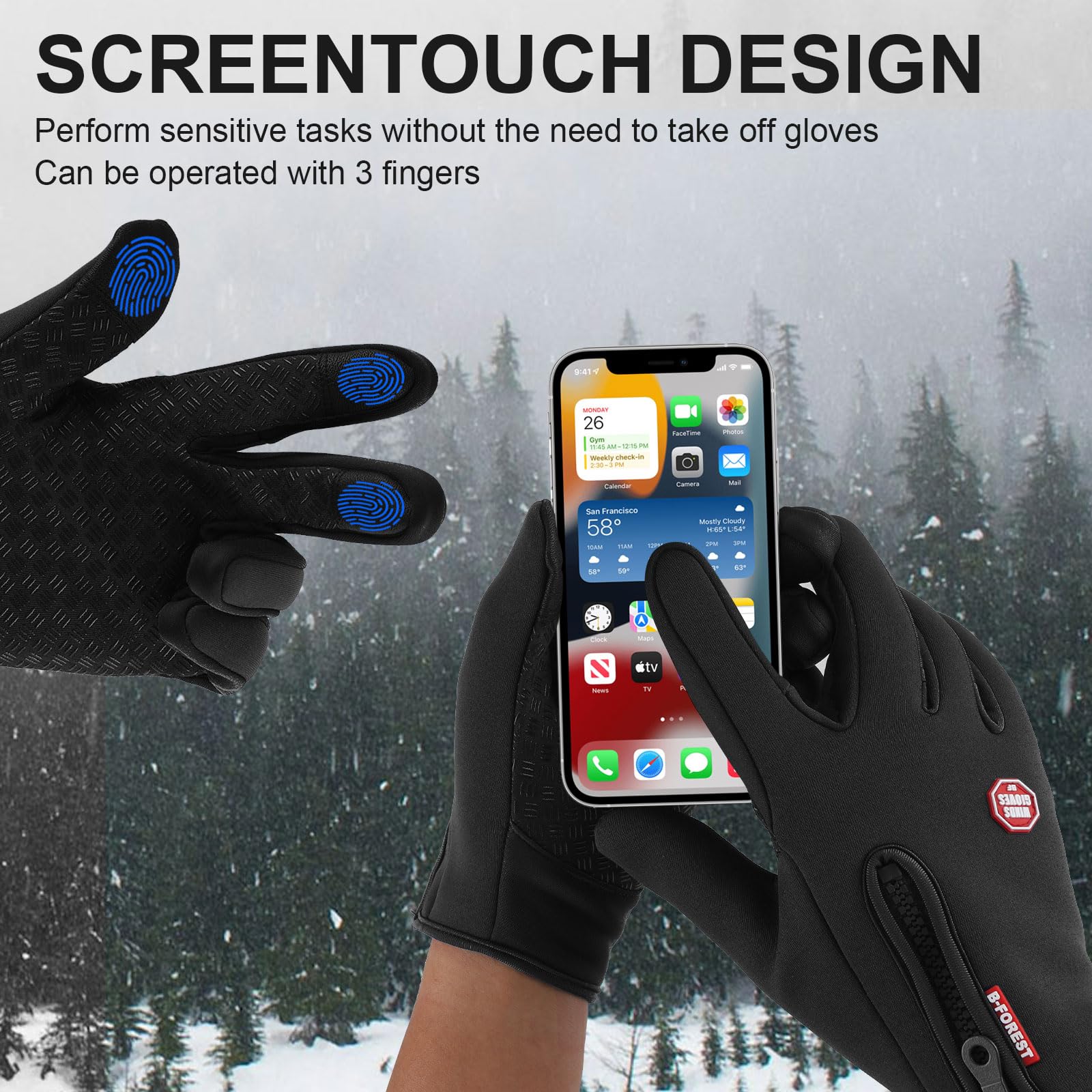 Winter Gloves for Men & Women - Anti-Slip Touchscreen, Windproof & Thermal Cycling Gloves for Cold Weather - Perfect for Walking, Riding, Driving & Outdoor Activities