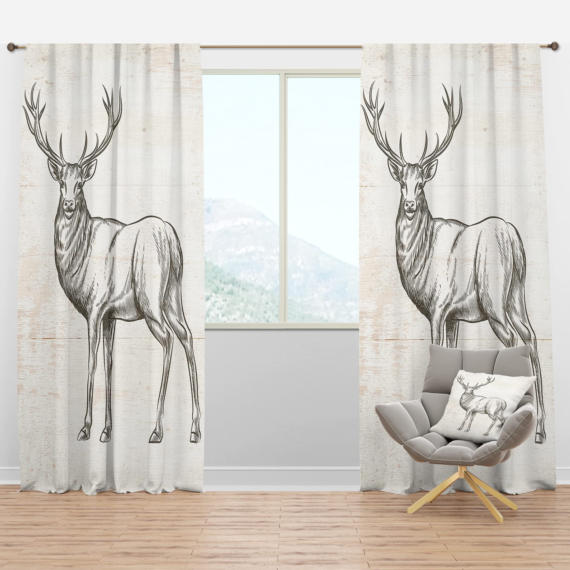 DesignQ Blackout Curtains 'Deer Wild and Beautiful VIII' - Thermal Insulated Single Panel (52x63 inches) for Bedroom & Living Room - Noise Reducing & Energy Saving Window Drapes - Perfect for Home Theater, Nursery, and Night Shift Workers