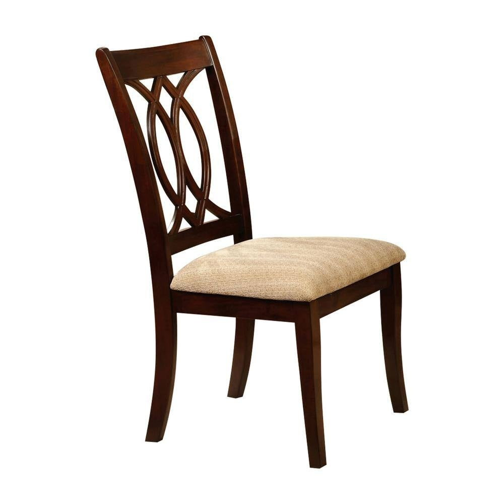 Classic Transitional Dining Chairs Set of 2 - Brown Cherry Solid Wood with Padded Fabric Seat - Elegant Side Chairs for Dining Room - Perfect for Family Dinners & Entertaining Guests