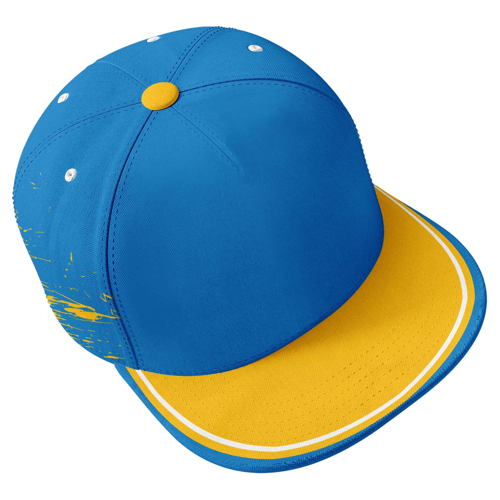 Custom Blue & Yellow Los Angeles Hat - Adjustable Sport Cap with Stitched Design - Personalized PR067B D020261 - Perfect for Sports, Travel & Casual Wear