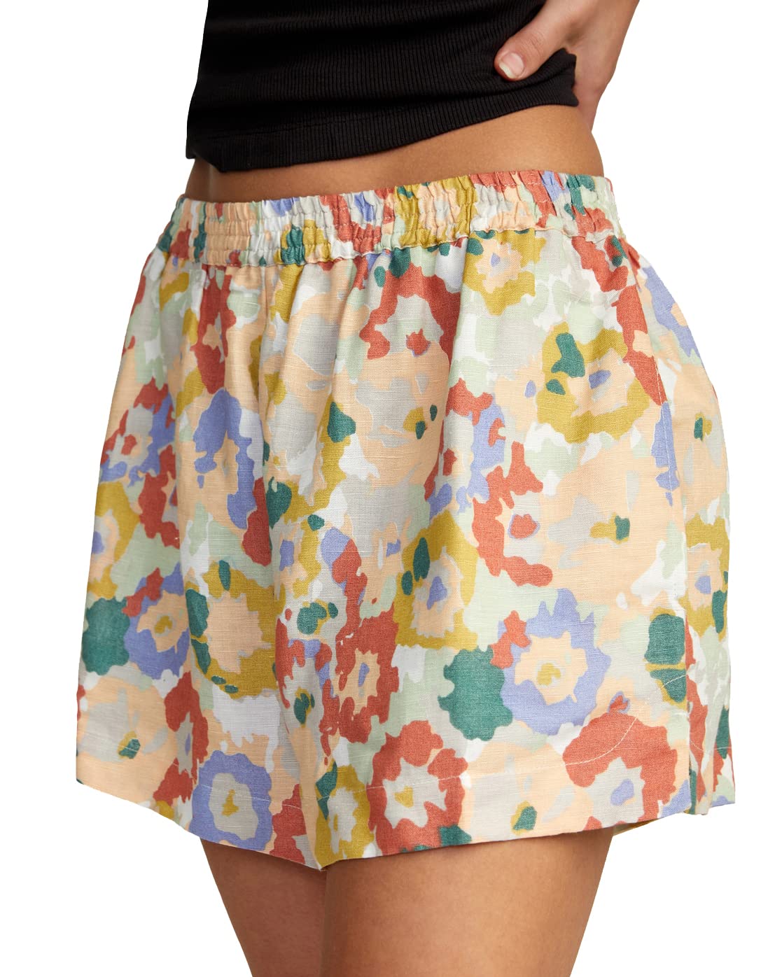 RVCA Women's Stretchy Elastic Waist Shorts - Comfortable Casual Athletic Shorts for Yoga, Running & Lounge Wear
