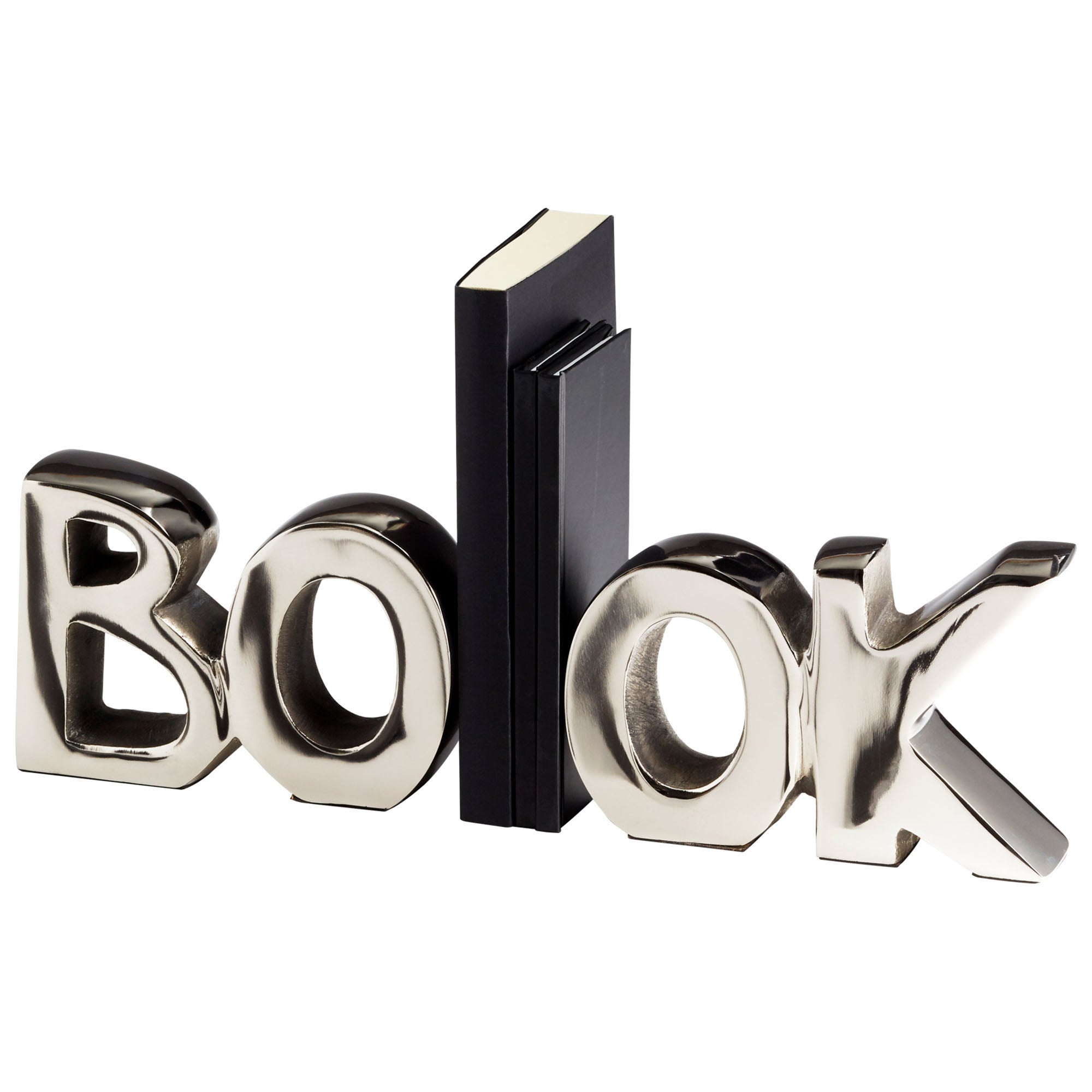 Cyan Design 08944 Nickel Bookends - Heavy Duty Metal Bookends for Bookshelves, Office & Home Decor - Perfect for Organizing Books, Displaying Collectibles & Adding Style to Your Space
