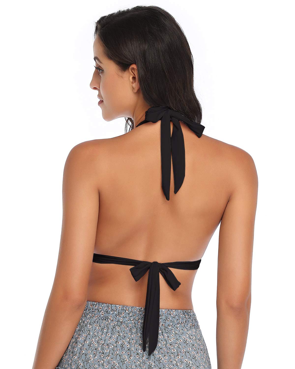 Retro 50s Vintage Women's Bikini Top - Plaid & Polka Dot Halter Swimsuit with Soft Molded Pads | Beachwear, Pool Party, Summer Vacation Outfit