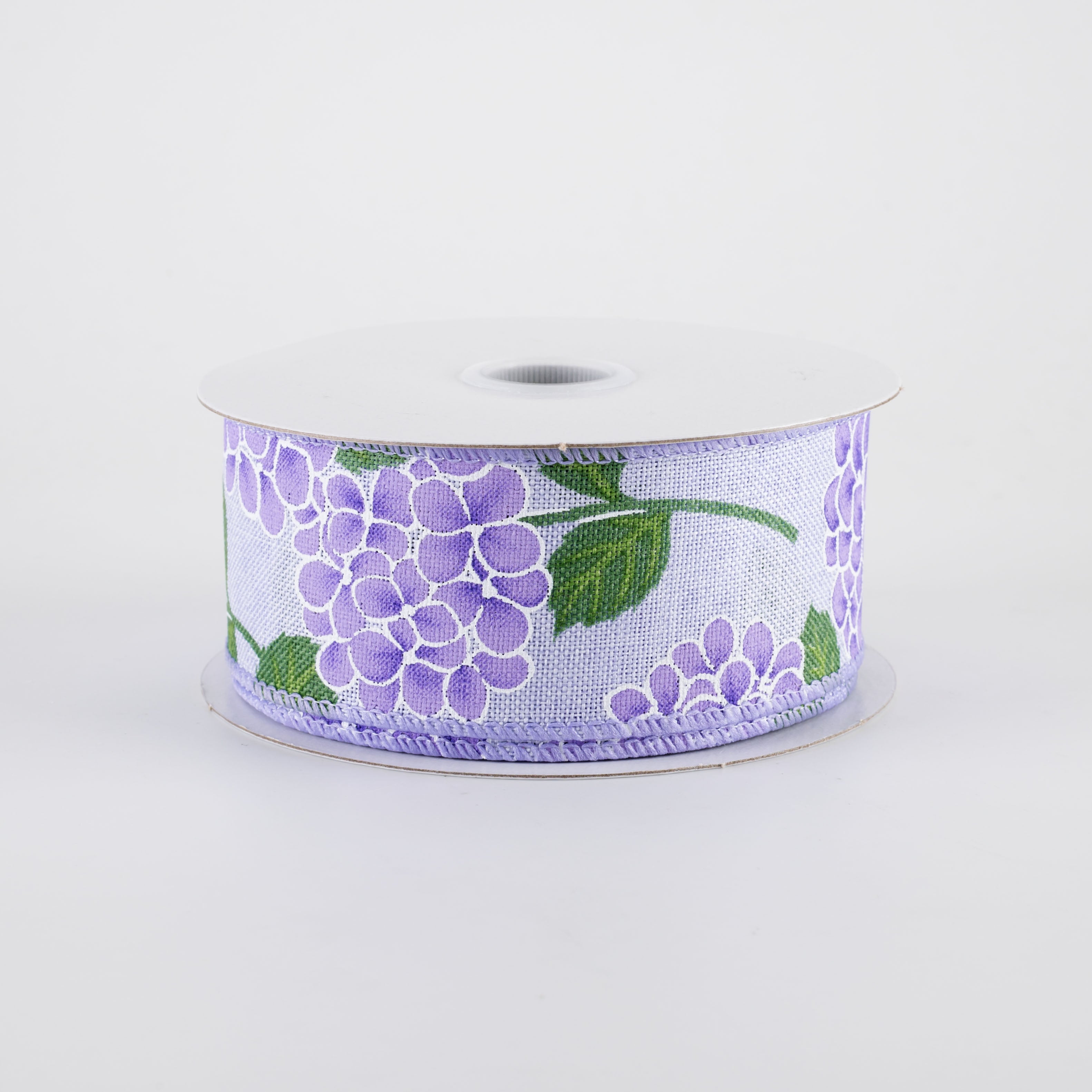1.5 Inch Linen Hydrangeas Ribbon - Purple on Lavender Floral Ribbon (10 Yards) for Gift Wrapping, DIY Crafts, Wedding Decorations and Scrapbooking