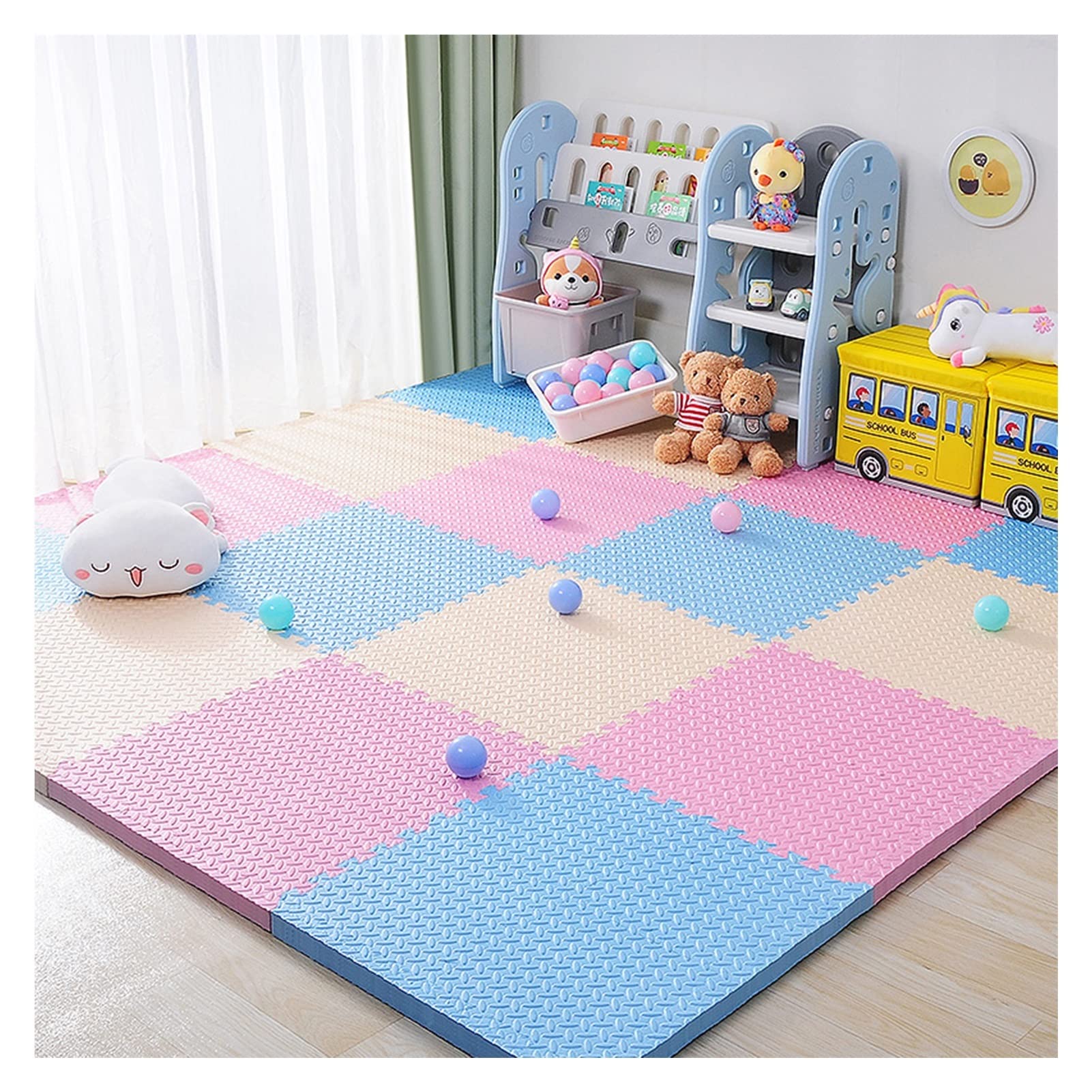 Interlocking EVA Foam Puzzle Exercise Mat - Non-Slip Gym Floor Tiles for Yoga, Home Workouts, Kids Play & Outdoor Fitness (24x24 Inch, 9-Piece Set, Multiple Colors) - Perfect for Home Gyms, Playrooms, and Garage Workout Spaces
