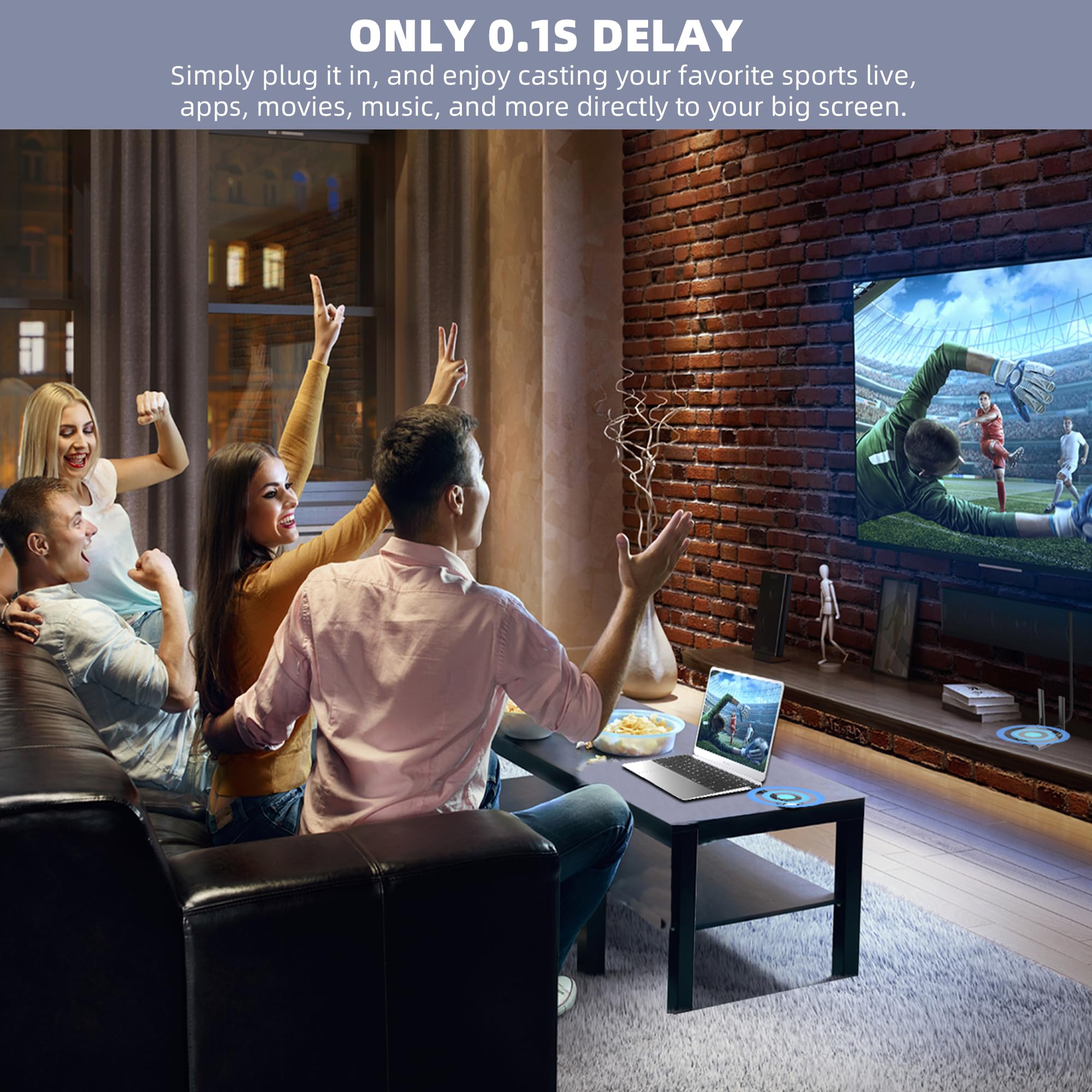 VJZFA Wireless HDMI Transmitter and Receiver Kit - Plug & Play 4K Streaming for Laptop, PC, TV Box & Projector | Dual Band 2.4/5GHz for Smooth Video/Audio Transmission | Perfect for Home Theater, Office Presentations & Gaming Setups