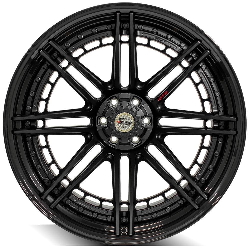 4Play Forged Series 4PF8 Matte Black Center with Gloss Black Barrel 24x14.0 Wheels - 6x135/6x139.7mm Bolt Pattern, 106.1mm Hub Bore - Perfect for Off-Road Trucks & SUVs