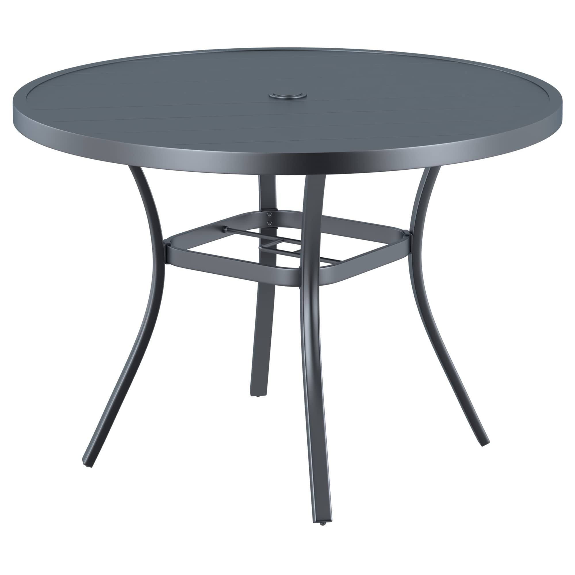 VICLLAX 41 Inch Round Outdoor Dining Table with Umbrella Hole - Metal Patio Table for Garden, Lawn, Balcony & Deck - Weather-Resistant Dark Grey - Perfect for Backyard BBQs, Poolside Dining & Outdoor Entertaining