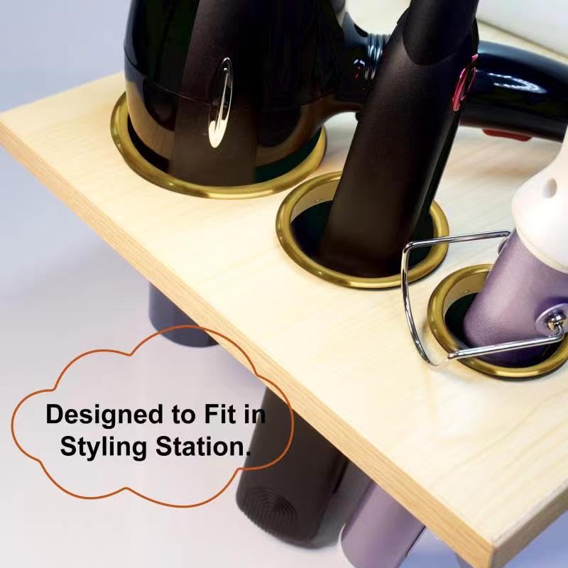 Professional Hair Styling Station with Hair Dryer Holder & Curling Iron Organizer - Golden (1.5