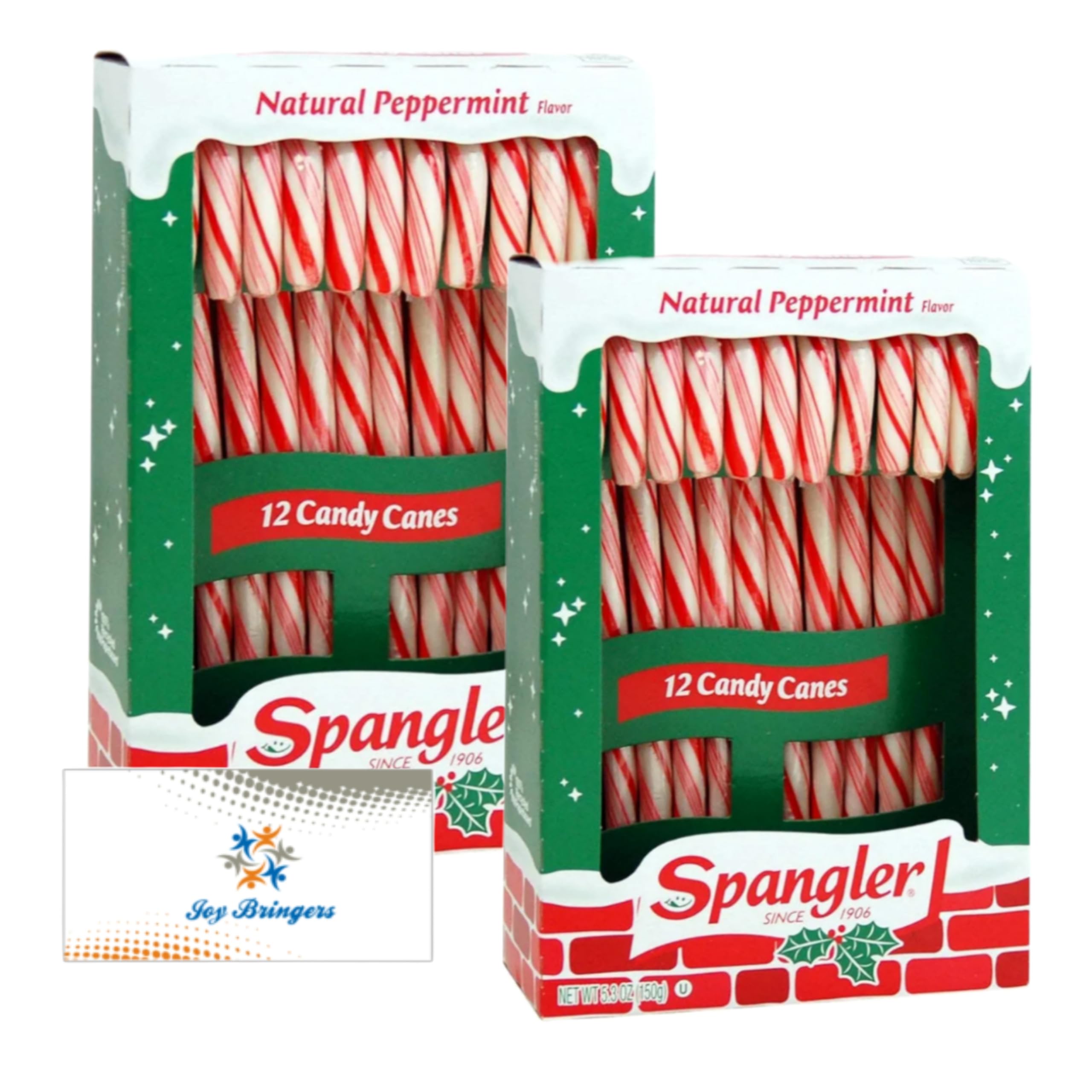 Spangler Classic Red & White Peppermint Candy Canes - 24 Count | All-Natural Peppermint Flavor, Gluten-Free & Kosher Certified | Individually Wrapped Christmas Candies with Bonus Fridge Magnet | Perfect for Stocking Stuffers, Holiday Parties & Festive Gift Giving
