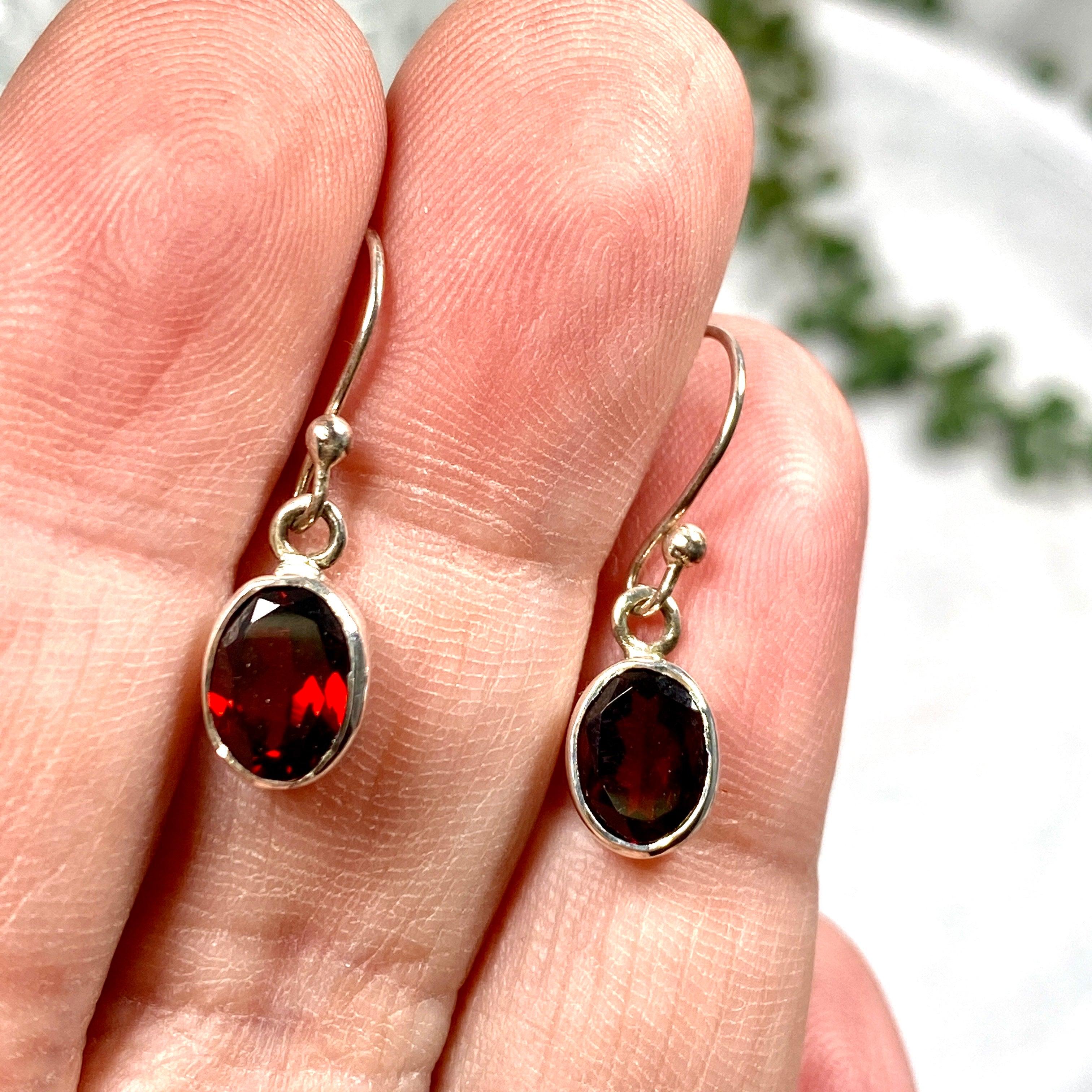 Garnet Petite Oval Faceted Earrings R2363 GTO - Elegant Jewelry for Women, Perfect for Parties, Weddings & Daily Wear