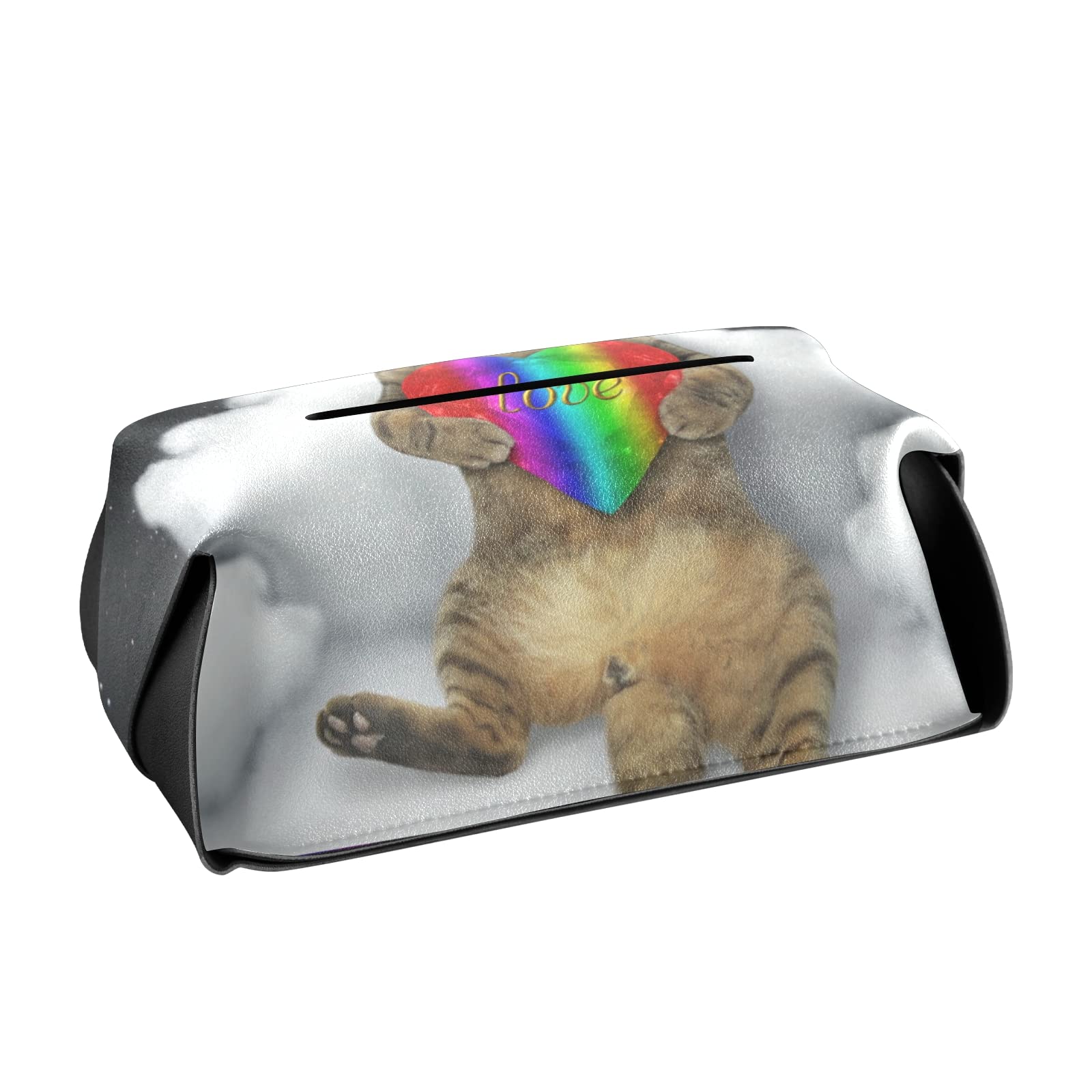 Stylish Cat Unicorn PU Leather Tissue Box Cover - Rectangle Hanging Tissue Holder for Home, Bathroom, Bedroom & Office Decor - Perfect for Gift Giving and Space Organization