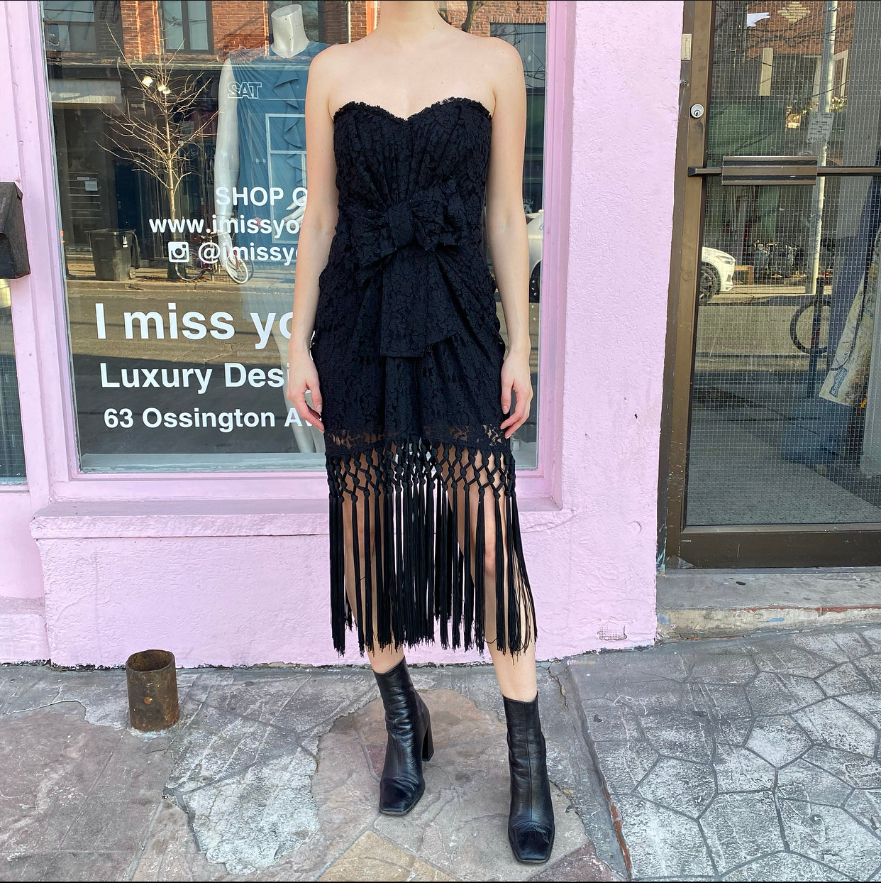 Dolce & Gabbana Black Strapless Lace Fringe Cocktail Dress Size IT42 US6 - Elegant Evening Party & Wedding Guest Dress