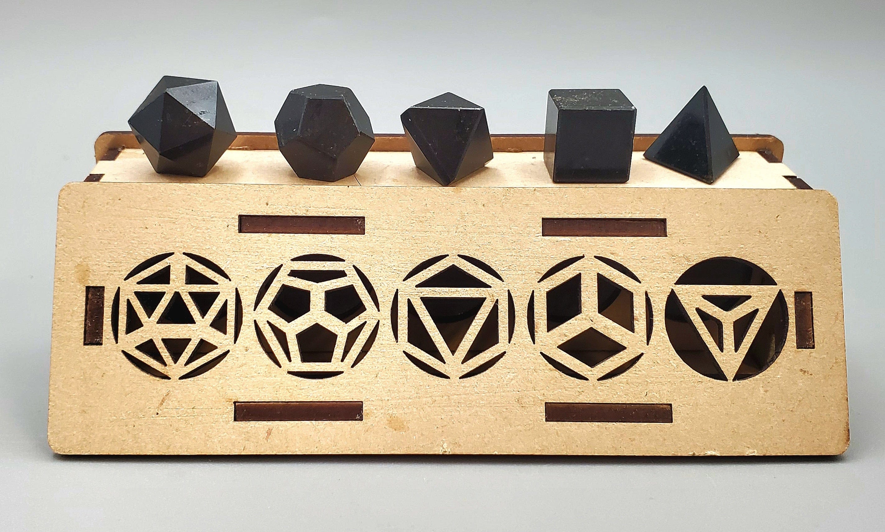 Black Onyx Sacred Geometry Set - Healing Crystals for Meditation, Yoga & Spiritual Energy - Perfect for Home Decor, Gifts & Holistic Wellness