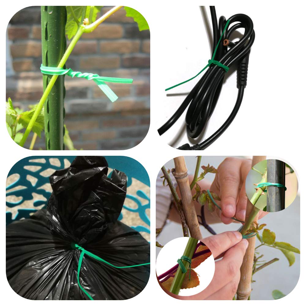 POYEE 6 Inch 15cm Green Garden Twist Ties - 200 Pack Plastic Plant Support Cable Ties for Outdoor Gardening, Vine Support, and Plant Training | Durable Garden Accessories for Vegetables, Flowers, and Climbing Plants