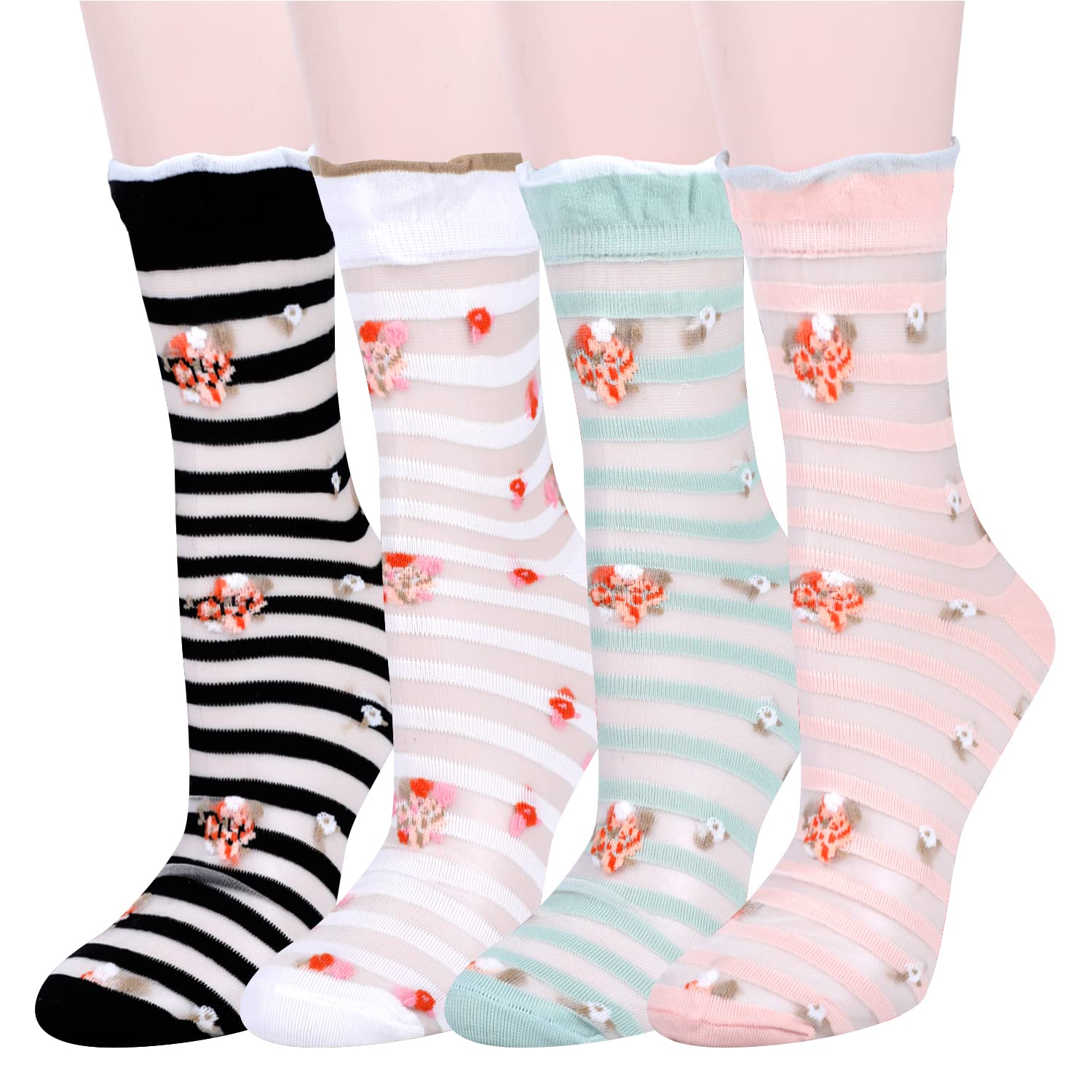 Sheer Transparent Women's Socks - Violet Mist Mesh Nylon Socks for Summer Fashion