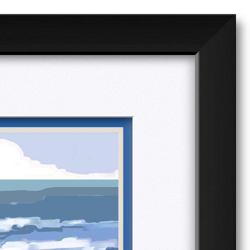 Vero Beach Florida Coastal Art Print - Boy & Dog Beach Painting by Joanne Kollman - Professionally Framed 18x24 Inch Wall Decor - Perfect for Living Room, Bedroom or Beach House Decor