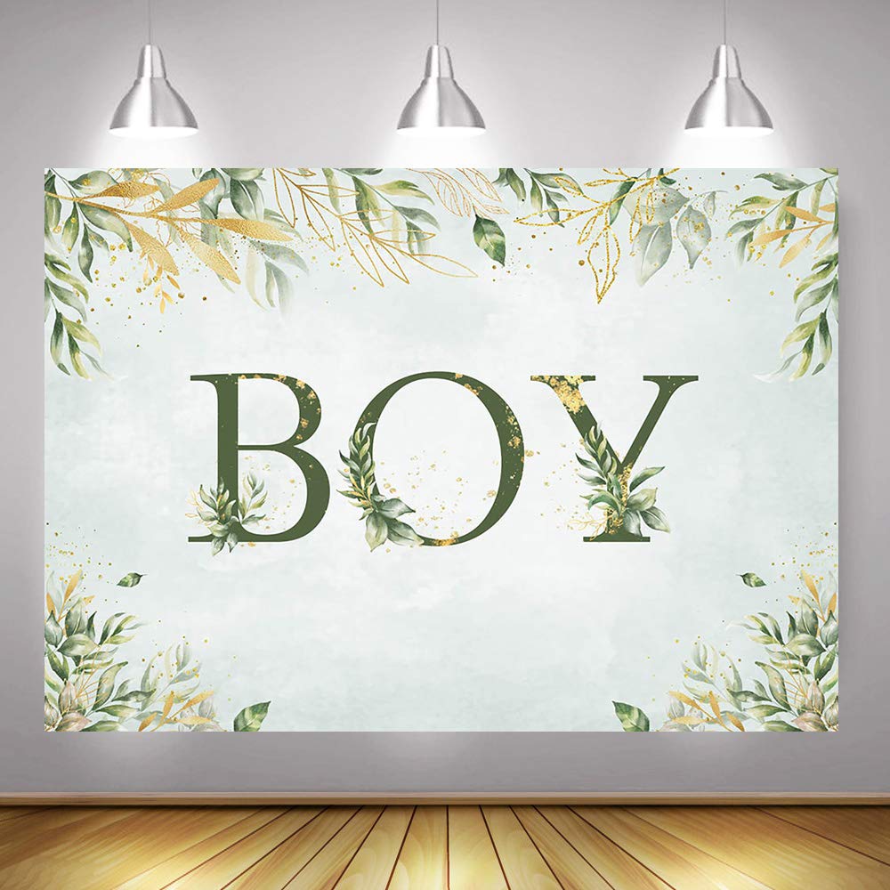 7x5ft (82x60 inch) Greenery Baby Shower Backdrop - Boho Eucalyptus Gender Reveal Party Decor for Boys, Spring Summer Nursery Decorations, Cake Table Banner & Photo Booth Background - Perfect for Baby Showers, Gender Reveals & Birthday Parties