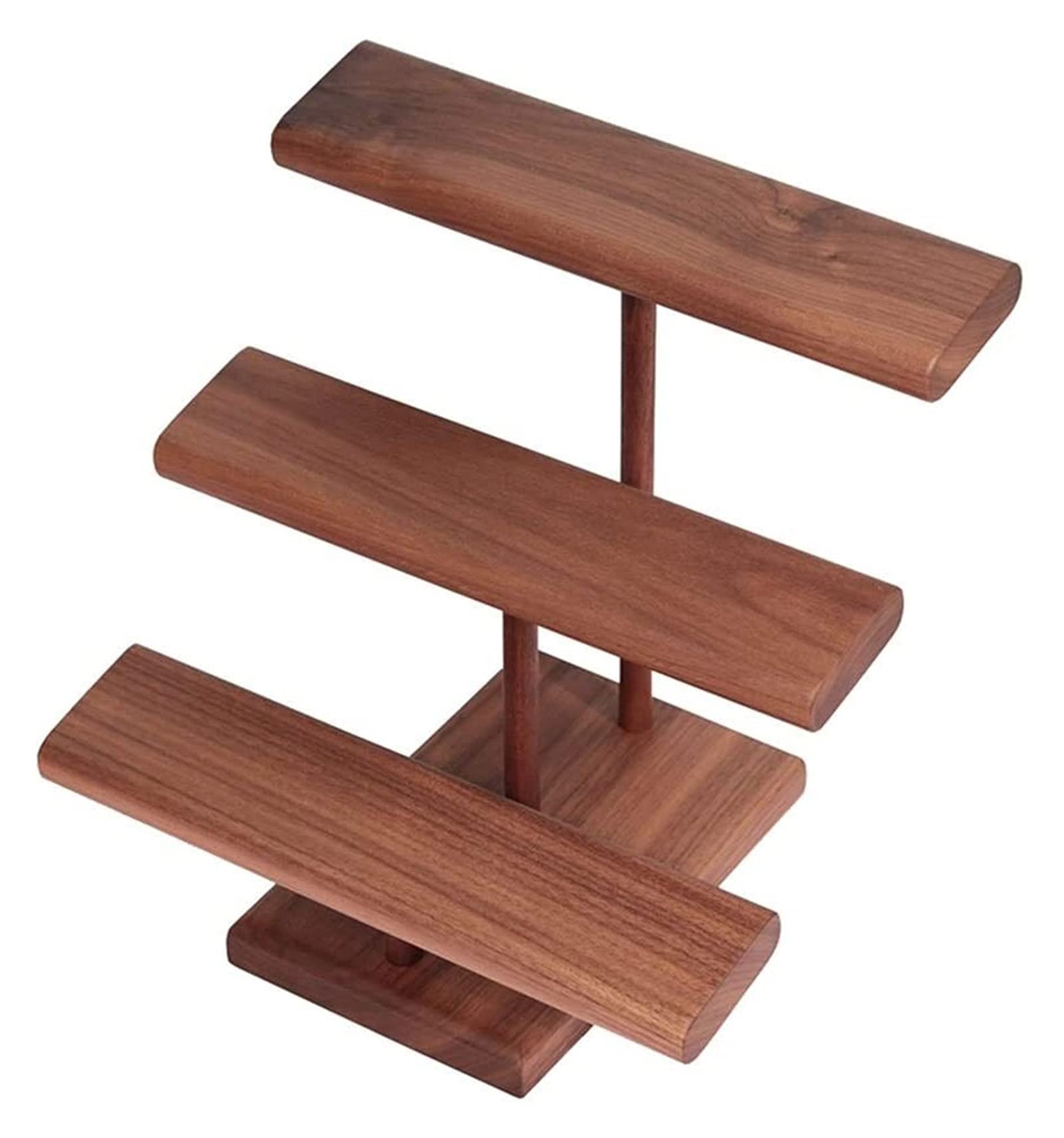 JIEERCUN 3-Tier Black Walnut Watch & Jewelry Display Stand - Bracelet Necklace Organizer Storage Rack with Jewelry Box - Perfect for Bedroom Dresser, Boutique Store Display, and Gift Packaging (Color: A)