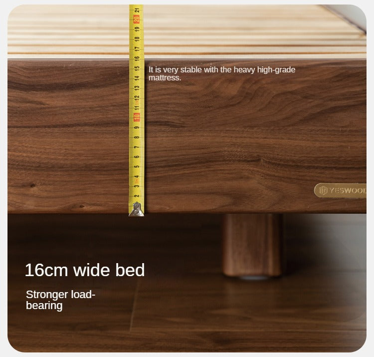 Solid Black Walnut Wood King Size Suspended High Headboard Bed Frame - Modern Platform Bed for Master Bedroom, Guest Room & Luxury Home Decor