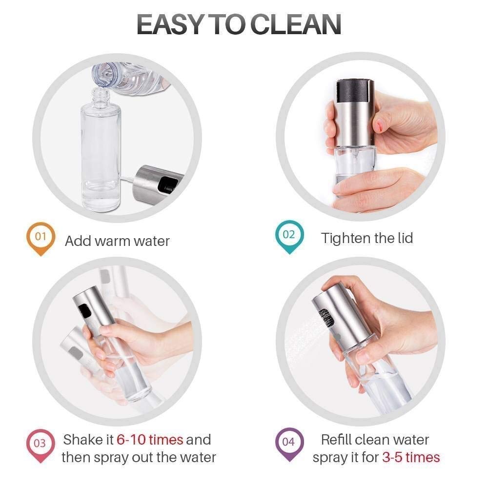 Premium Olive Oil Sprayer - Food Grade Stainless Steel & Glass Oil Mister Bottle for Cooking, Salad, BBQ, Baking | Kitchen Oil Dispenser & Vinegar Spray Bottle | Perfect for Healthy Cooking, Grilling & Meal Prep