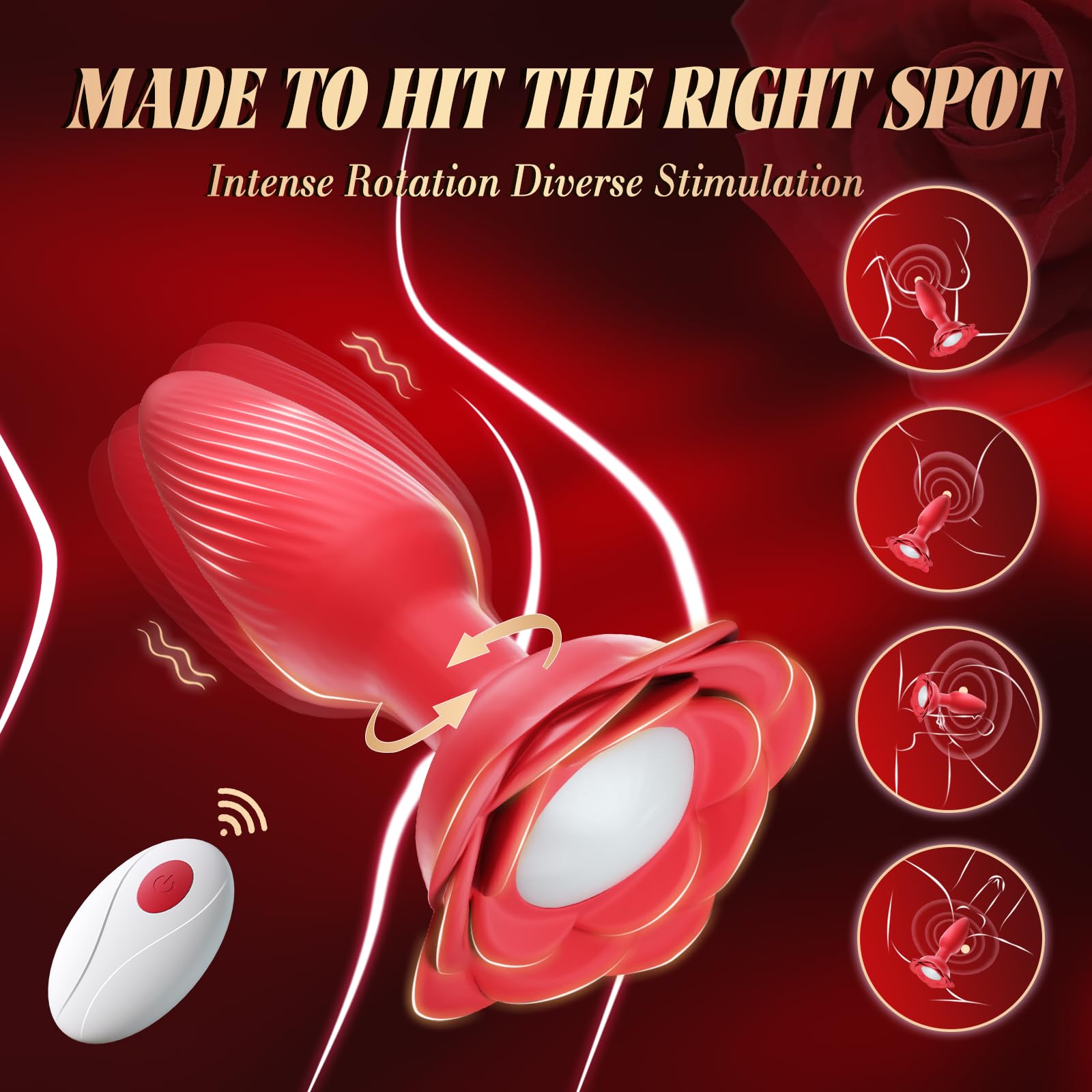 360° Rotating Anal Plug with Remote Control - 10 Vibration & Rotation Modes for Women & Couples | Rose-Shaped Prostate Massager & Vibrating Butt Plug for Enhanced Intimacy & Pleasure | Perfect for Couples Play, Solo Exploration & Sensual Massage