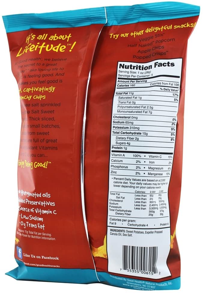 Healthy Sweet Potato Chips with Sea Salt - Gluten-Free, Vegan Snack for On-the-Go, Parties & Healthy Lifestyle